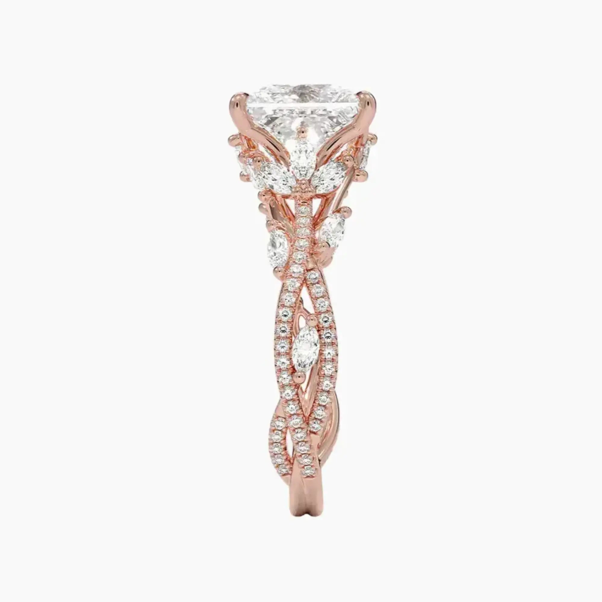 Florence Adorned 4.5 Carat Princess Cut Solitaire Lab Grown Diamond Ring in Silver - View 6