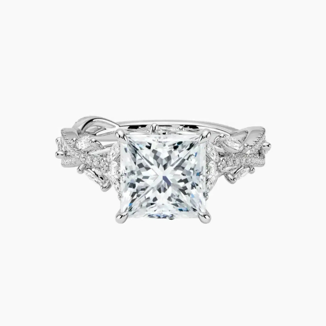 Florence Adorned 4.5 Carat Princess Cut Solitaire Lab Grown Diamond Ring in 18K Yellow Gold - View 4