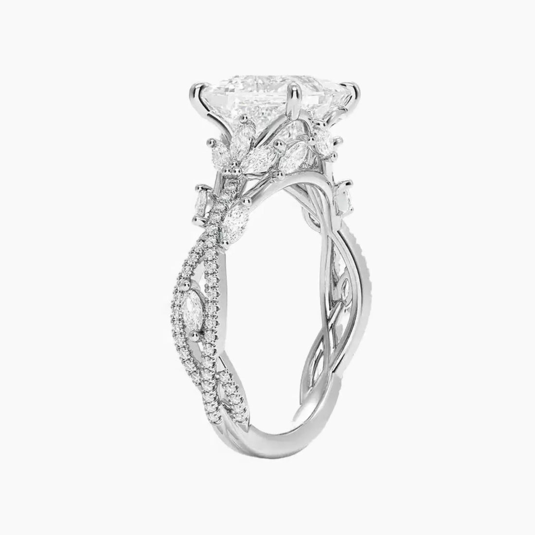 Melia Adorned Princess Designer 1.5 Carat Lab Grown Diamond Engagement Ring in 14K Rose Gold