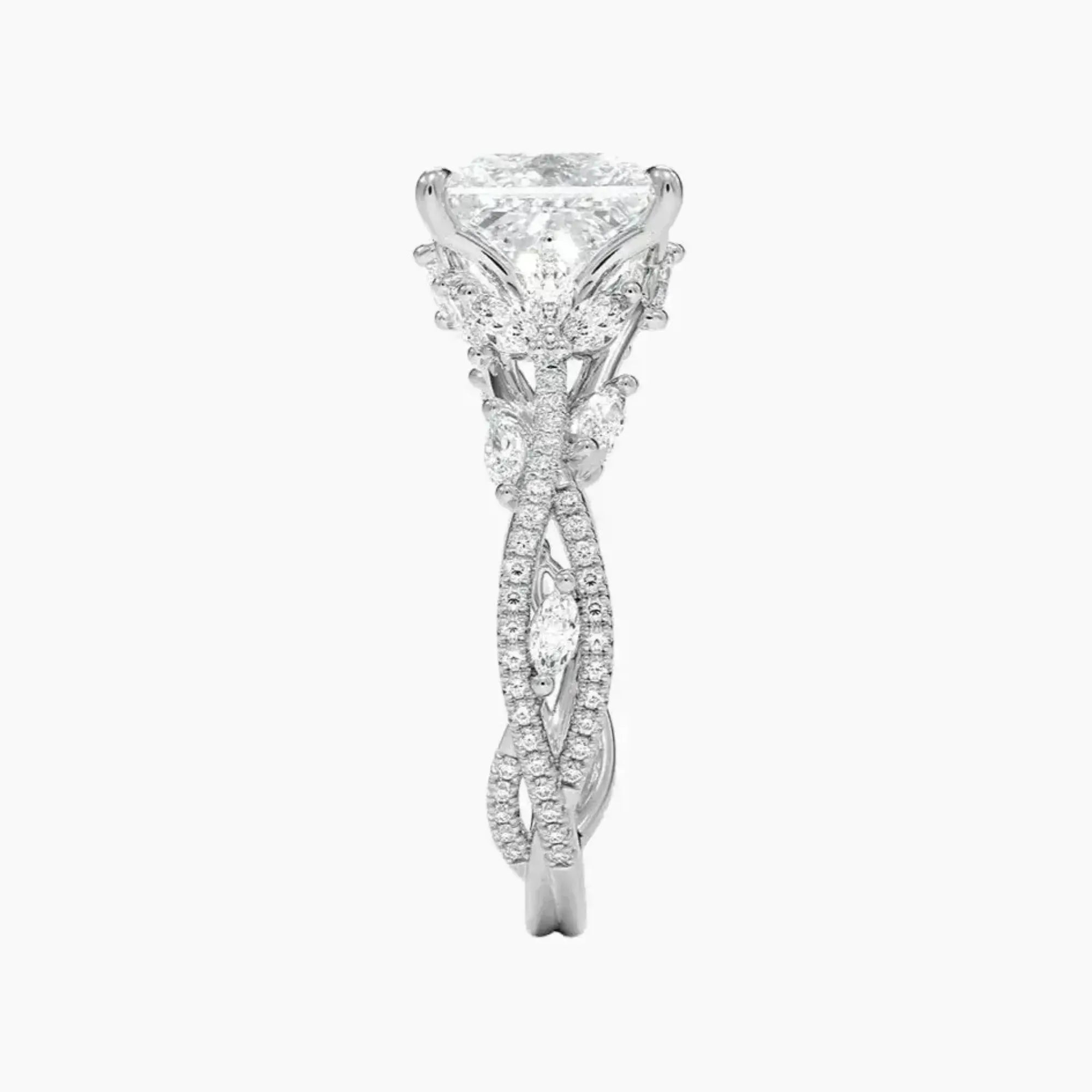 Florence Adorned 4.5 Carat Princess Cut Solitaire Lab Grown Diamond Ring in 14K Rose Gold - View 6