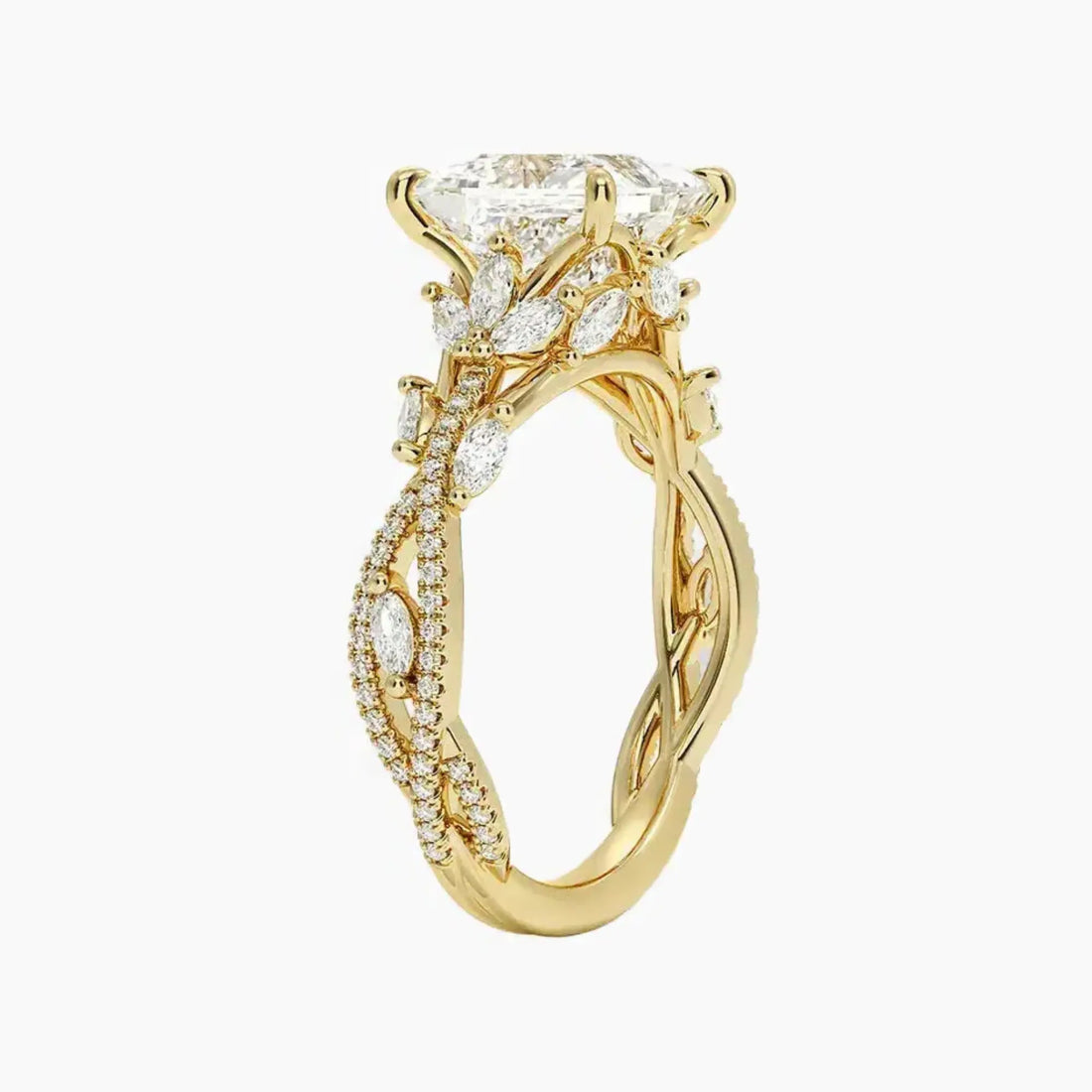 Florence Adorned 4.5 Carat Princess Cut Solitaire Lab Grown Diamond Ring in Silver - View 8