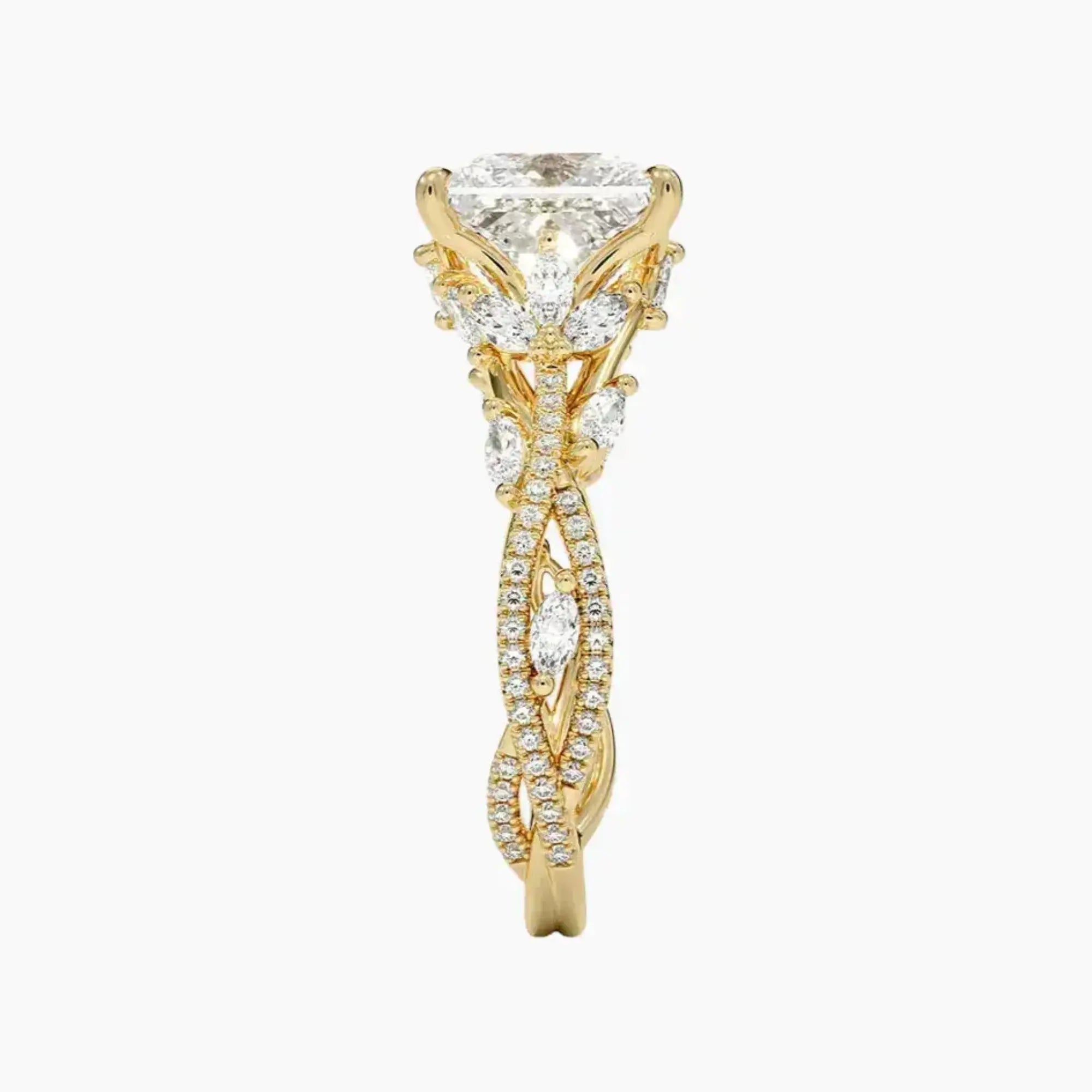 Florence Adorned 4 Carat Princess Cut Solitaire Lab Grown Diamond Ring in Silver - View 9