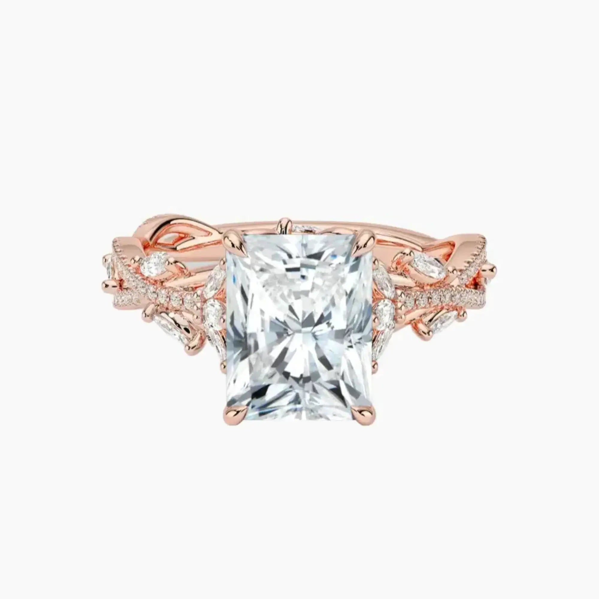 Florence Adorned 4 Carat Radiant Cut Solitaire Lab Grown Diamond Ring in 14K White Gold - View 4