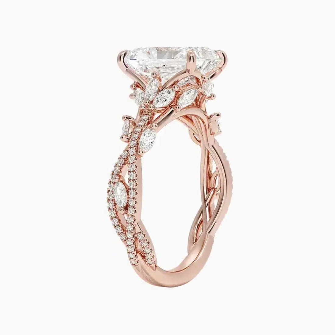 Florence Adorned 4.5 Carat Radiant Cut Solitaire Lab Grown Diamond Ring in Silver - View 5