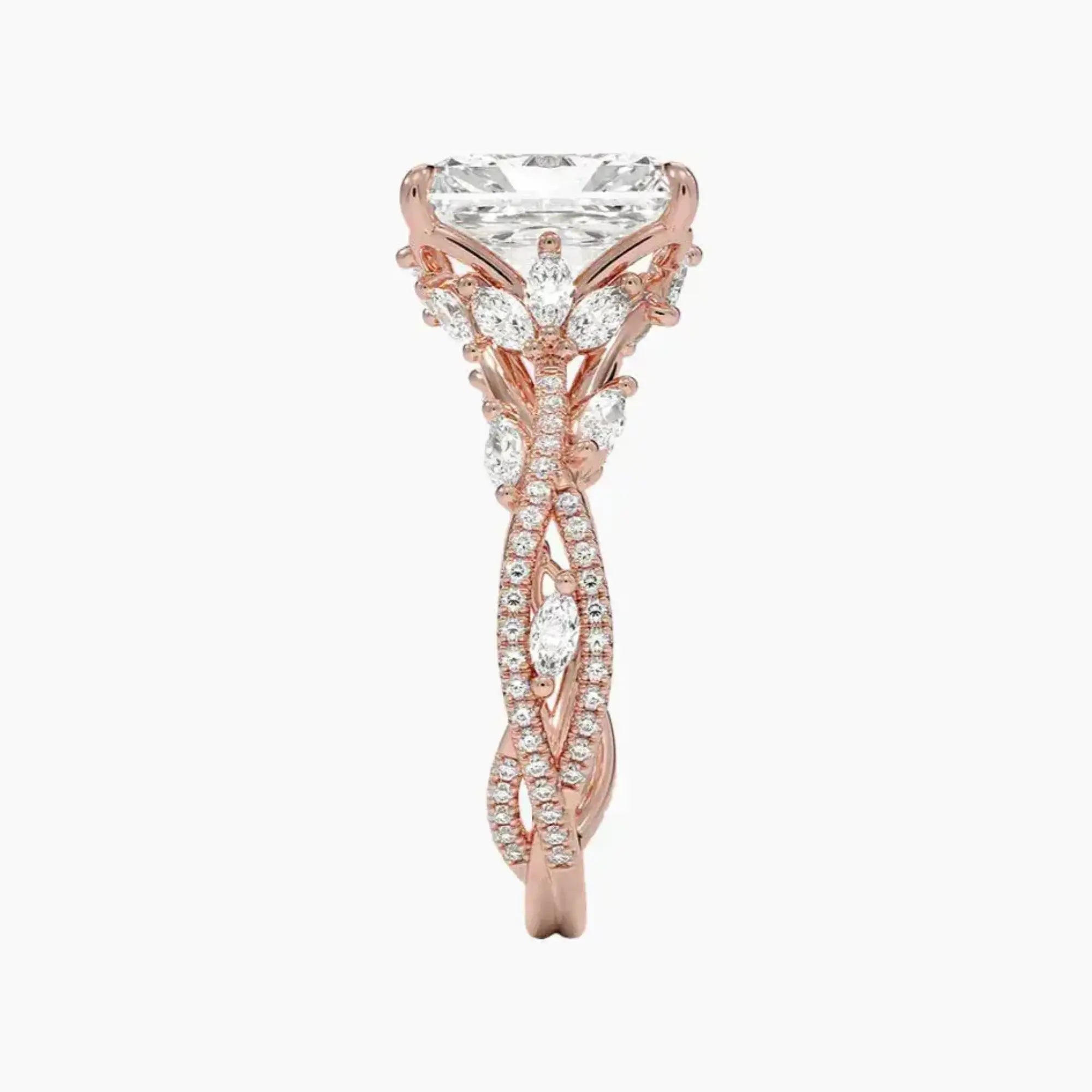 Florence Adorned 4.5 Carat Radiant Cut Solitaire Lab Grown Diamond Ring in 14K White Gold - View 6
