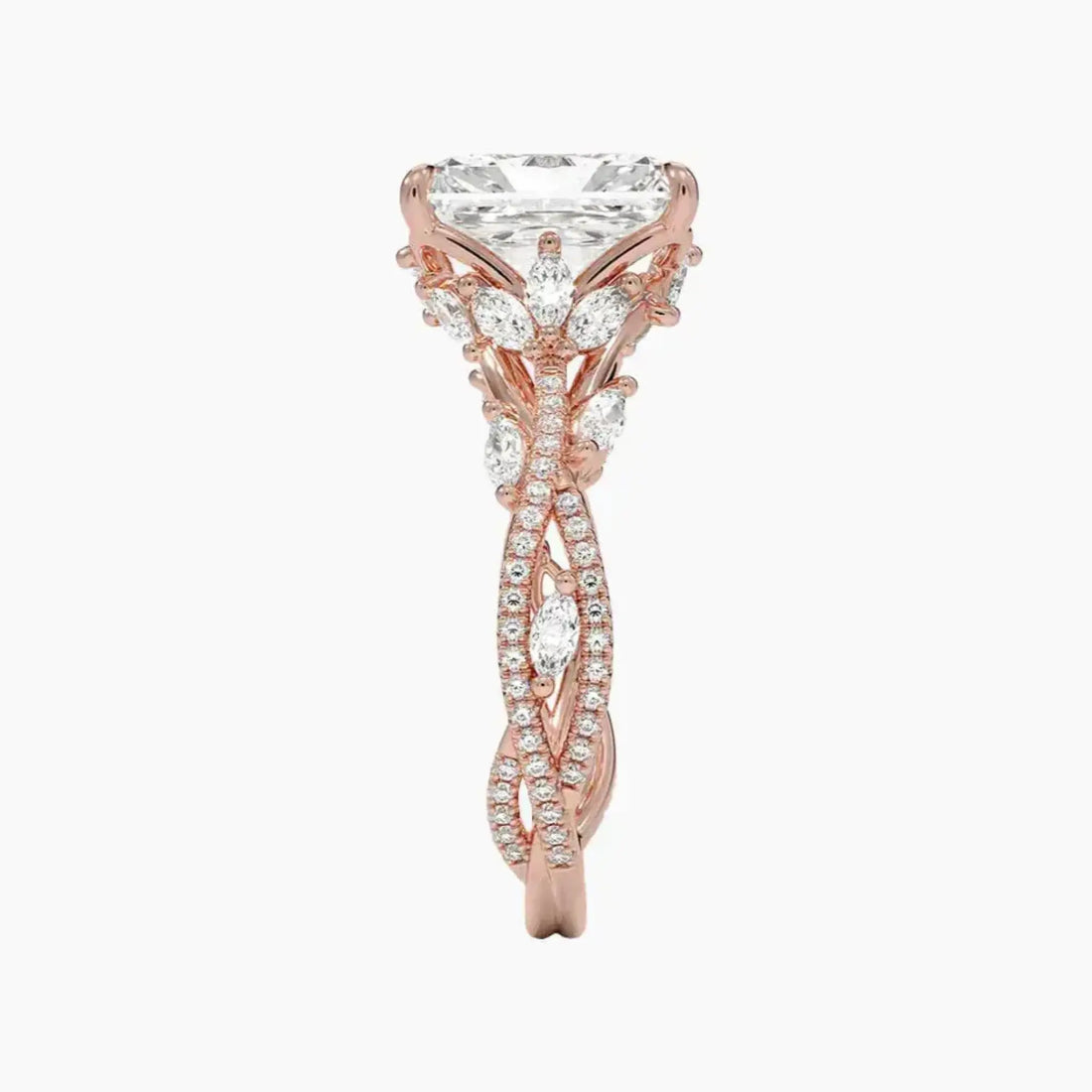Florence Adorned 2 Carat Radiant Cut Solitaire Lab Grown Diamond Ring in 10K White Gold - View 6