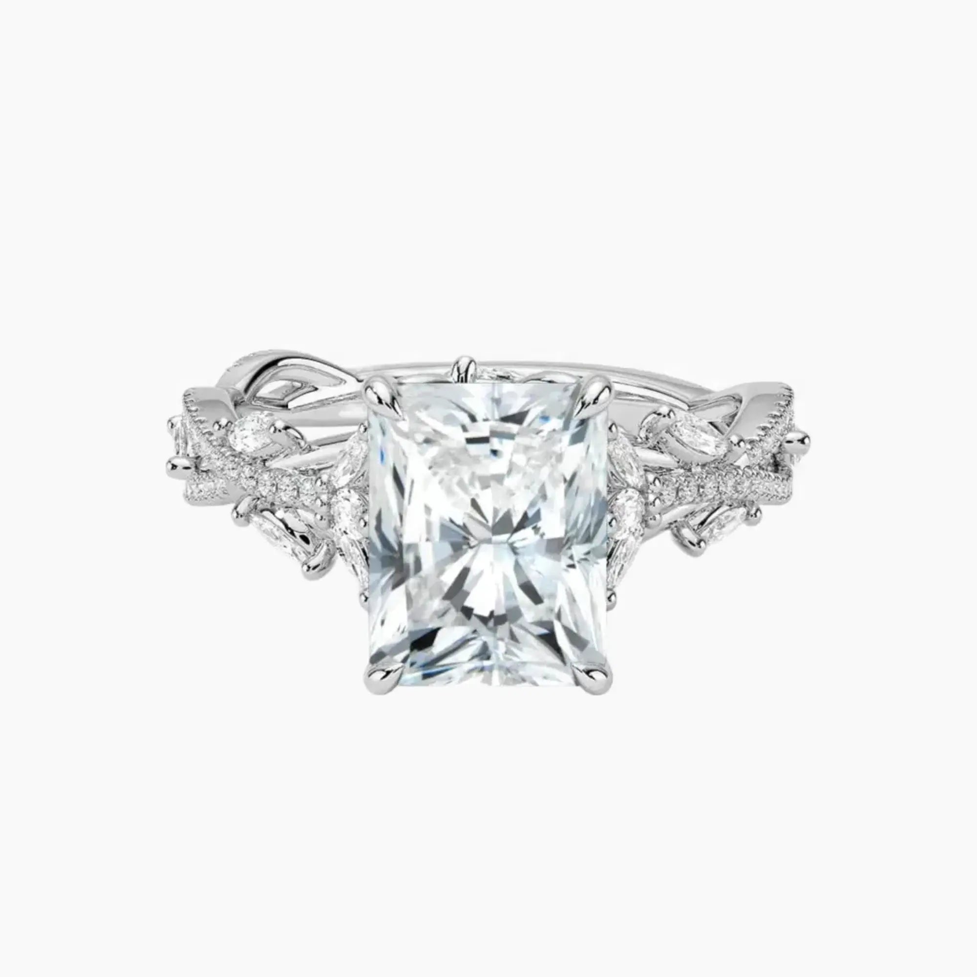 Florence Adorned 1 Carat Radiant Cut Solitaire Lab Grown Diamond Ring in Silver