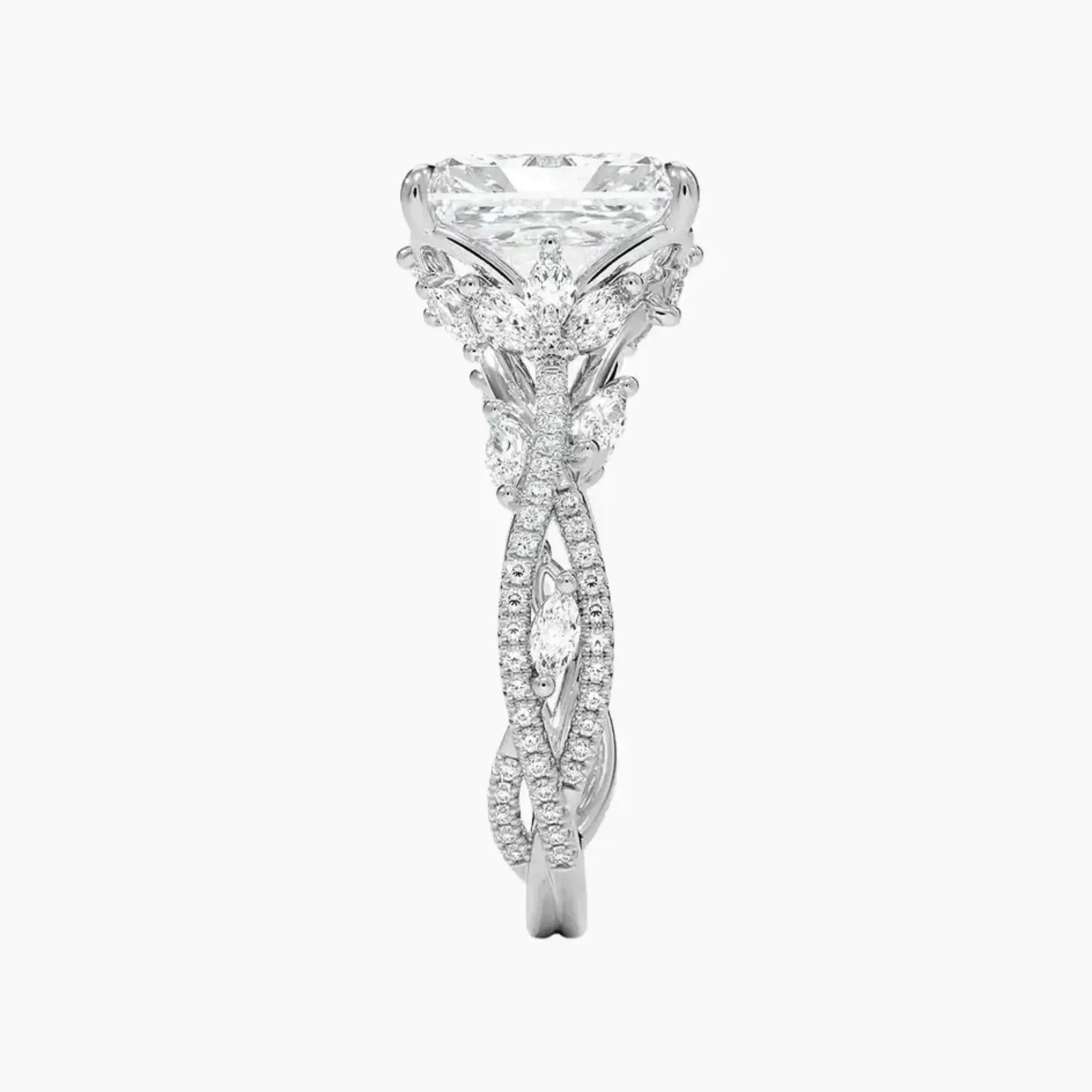 Florence Adorned 4.5 Carat Radiant Cut Solitaire Lab Grown Diamond Ring in Platinum - View 3