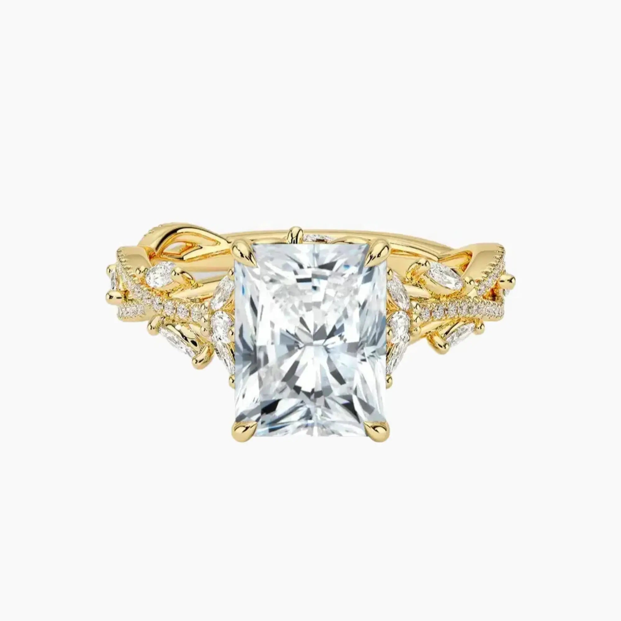 Florence Adorned 1.5 Carat Radiant Cut Solitaire Lab Grown Diamond Ring in 14K Yellow Gold