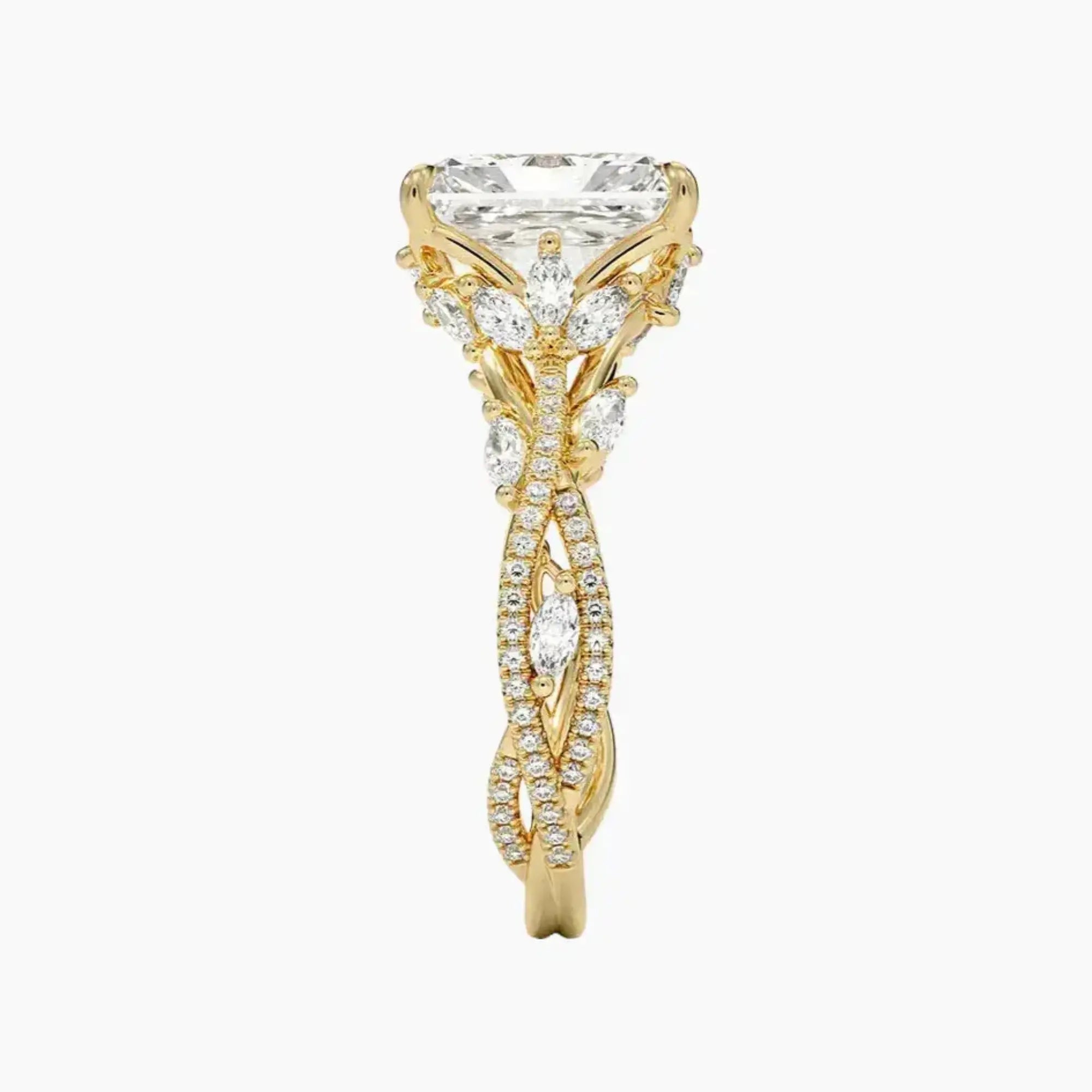 Florence Adorned 4.5 Carat Radiant Cut Solitaire Lab Grown Diamond Ring in 14K Yellow Gold - View 3