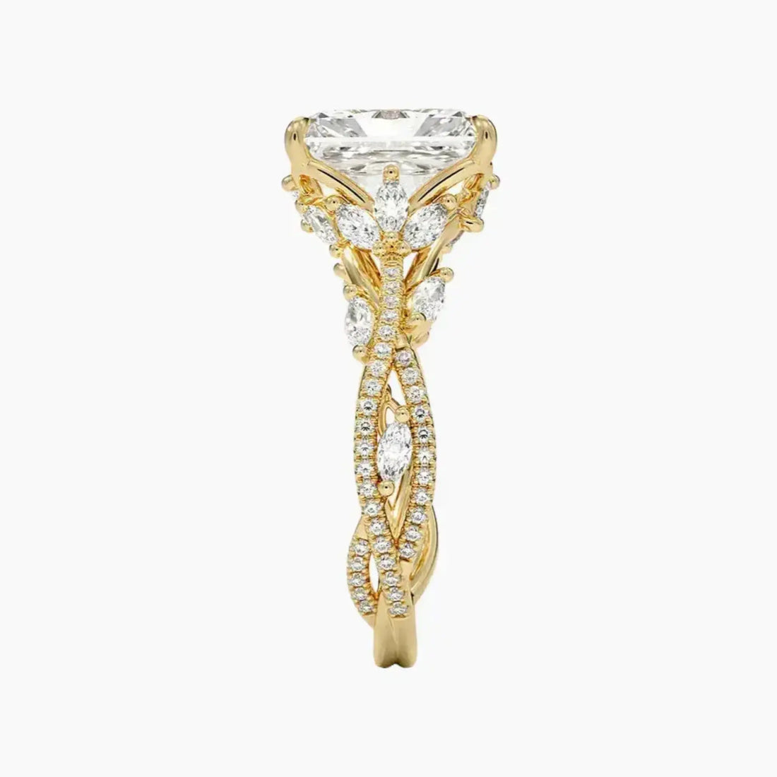 Florence Adorned 5 Carat Radiant Cut Solitaire Lab Grown Diamond Ring in Platinum - View 9