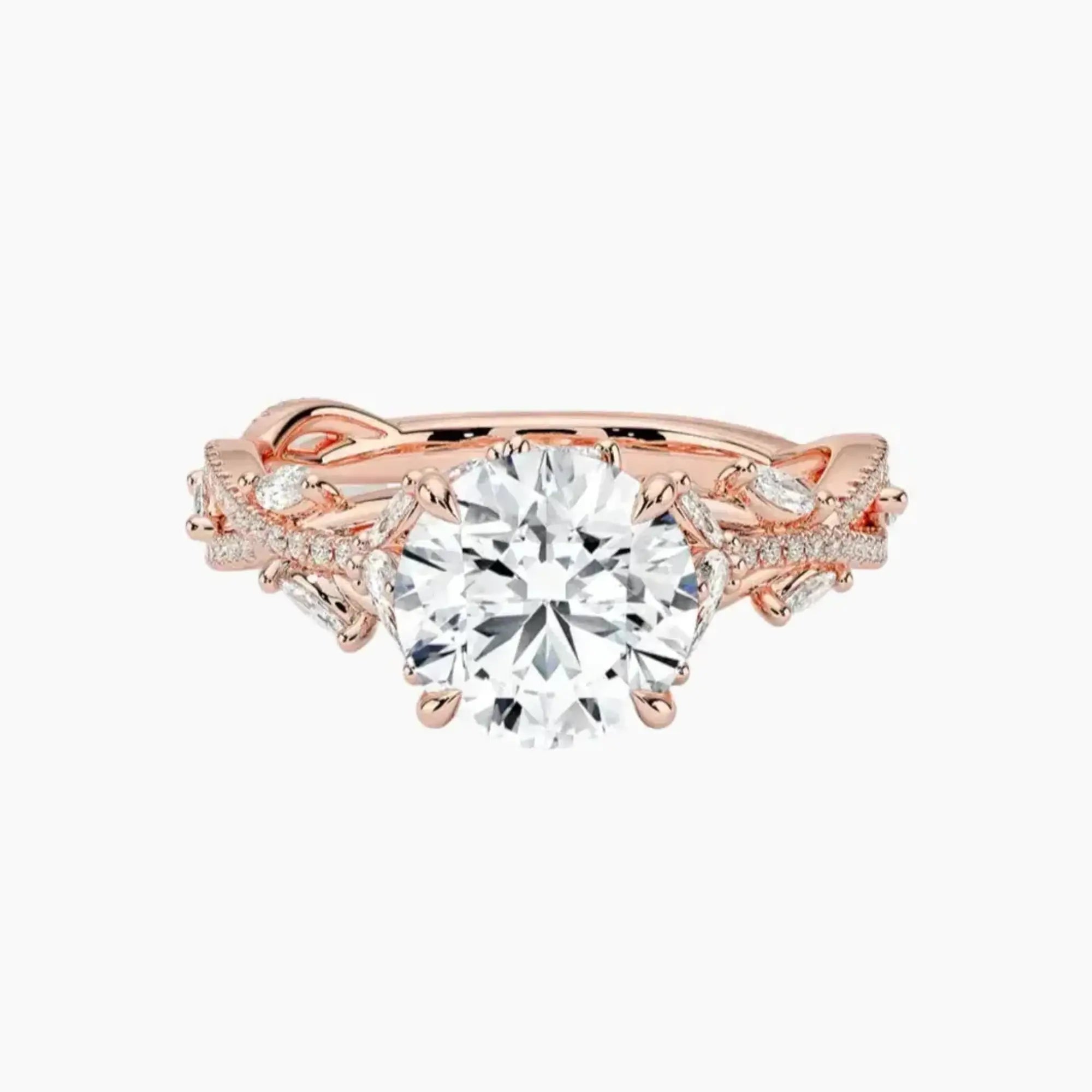 Florence Adorned 2 Carat Round Cut Solitaire Lab Grown Diamond Ring in 14K Yellow Gold - View 7