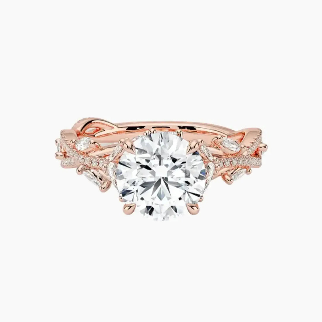 Florence Adorned 2 Carat Round Cut Solitaire Lab Grown Diamond Ring in 14K Yellow Gold - View 7