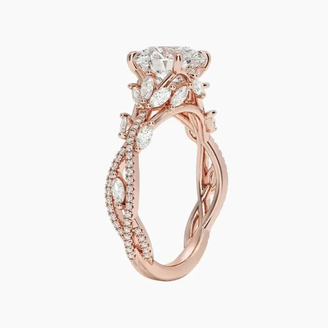 Florence Adorned 3 Carat Round Cut Solitaire Lab Grown Diamond Ring in 14K Yellow Gold - View 8