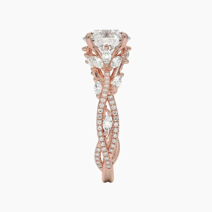 Florence Adorned 3 Carat Round Cut Solitaire Lab Grown Diamond Ring in 14K Yellow Gold - View 9