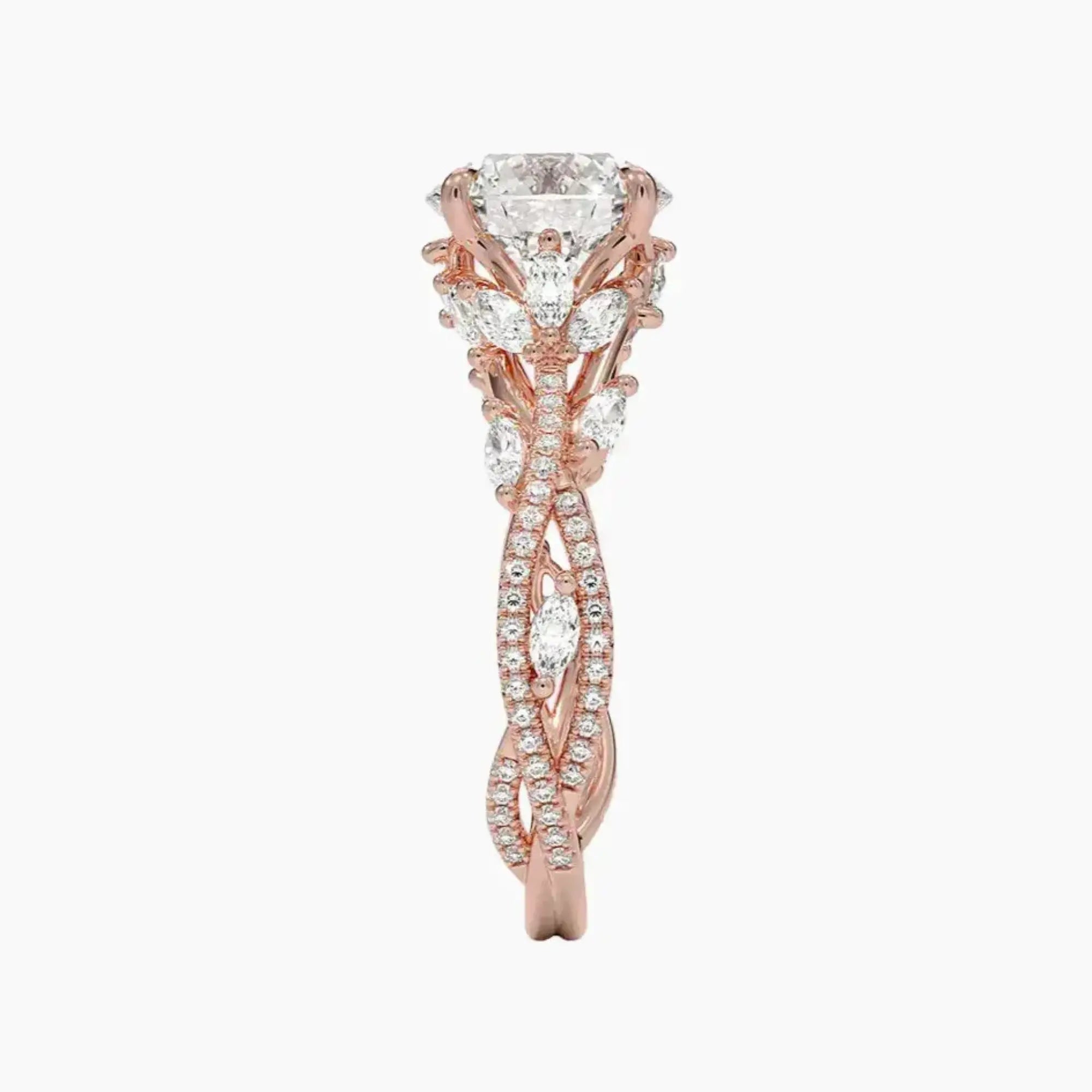 Florence Adorned 1 Carat Round Cut Solitaire Lab Grown Diamond Ring in 14K Yellow Gold - View 9