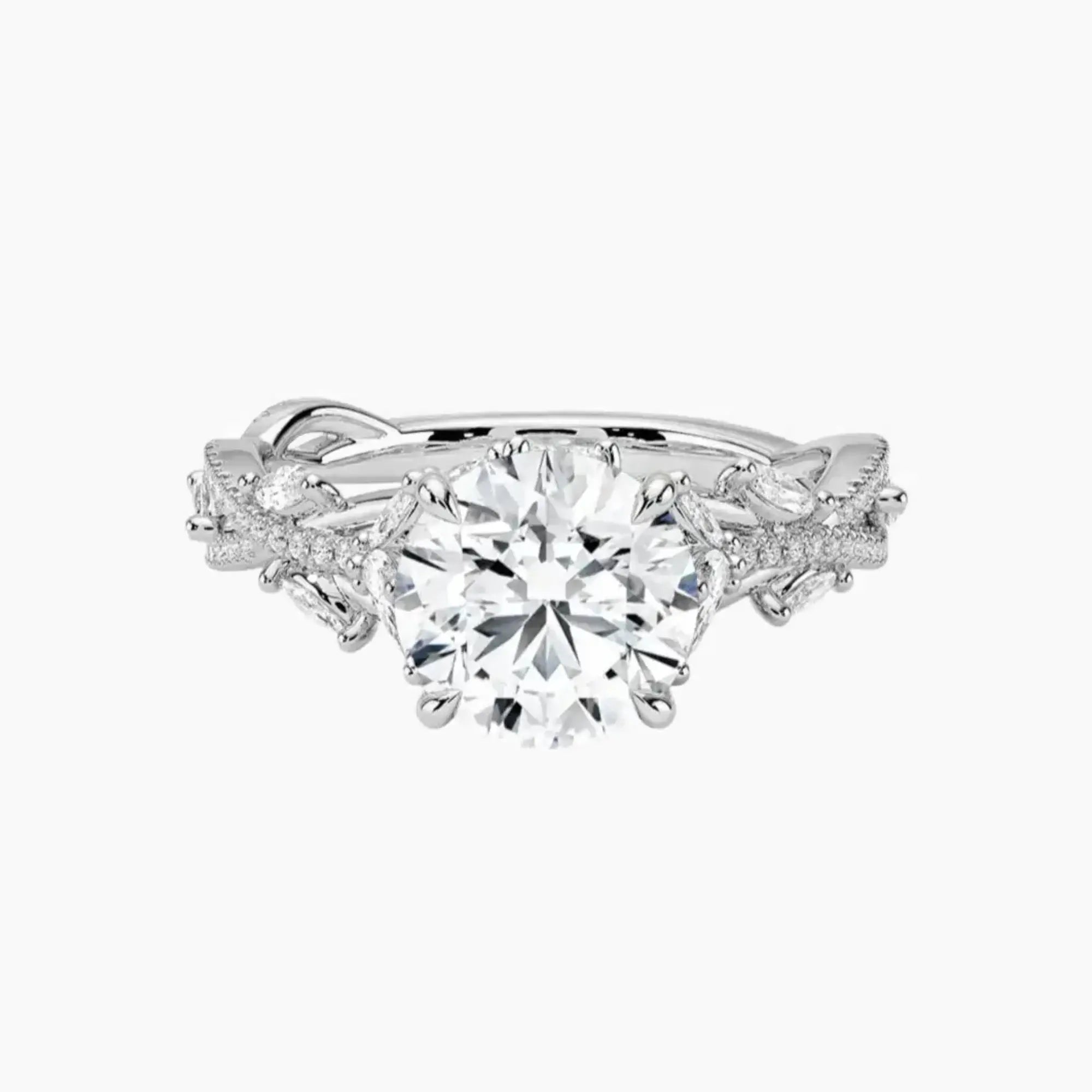 Florence Adorned 3 Carat Round Cut Solitaire Lab Grown Diamond Ring in 14K Yellow Gold - View 4