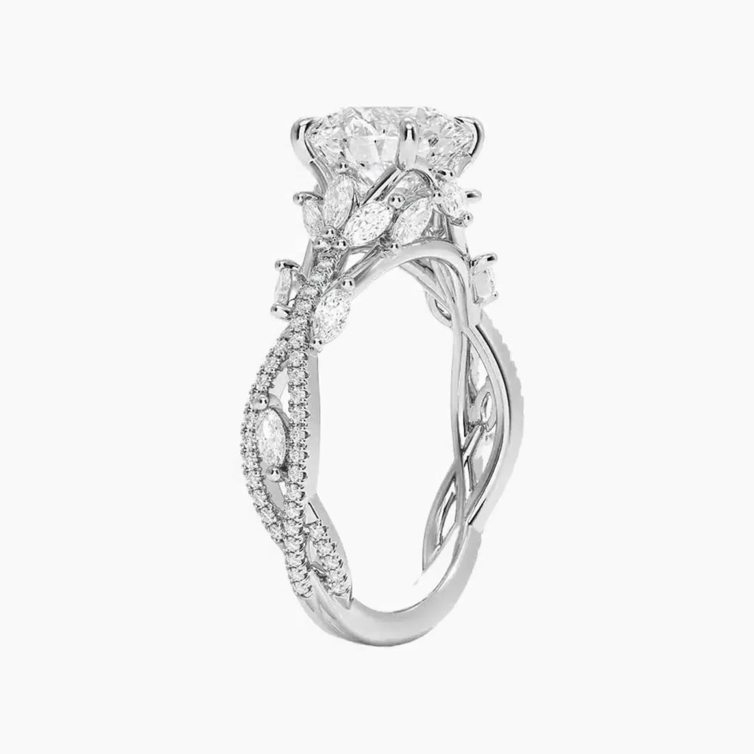 Florence Adorned 3 Carat Round Cut Solitaire Lab Grown Diamond Ring in 14K Yellow Gold - View 5
