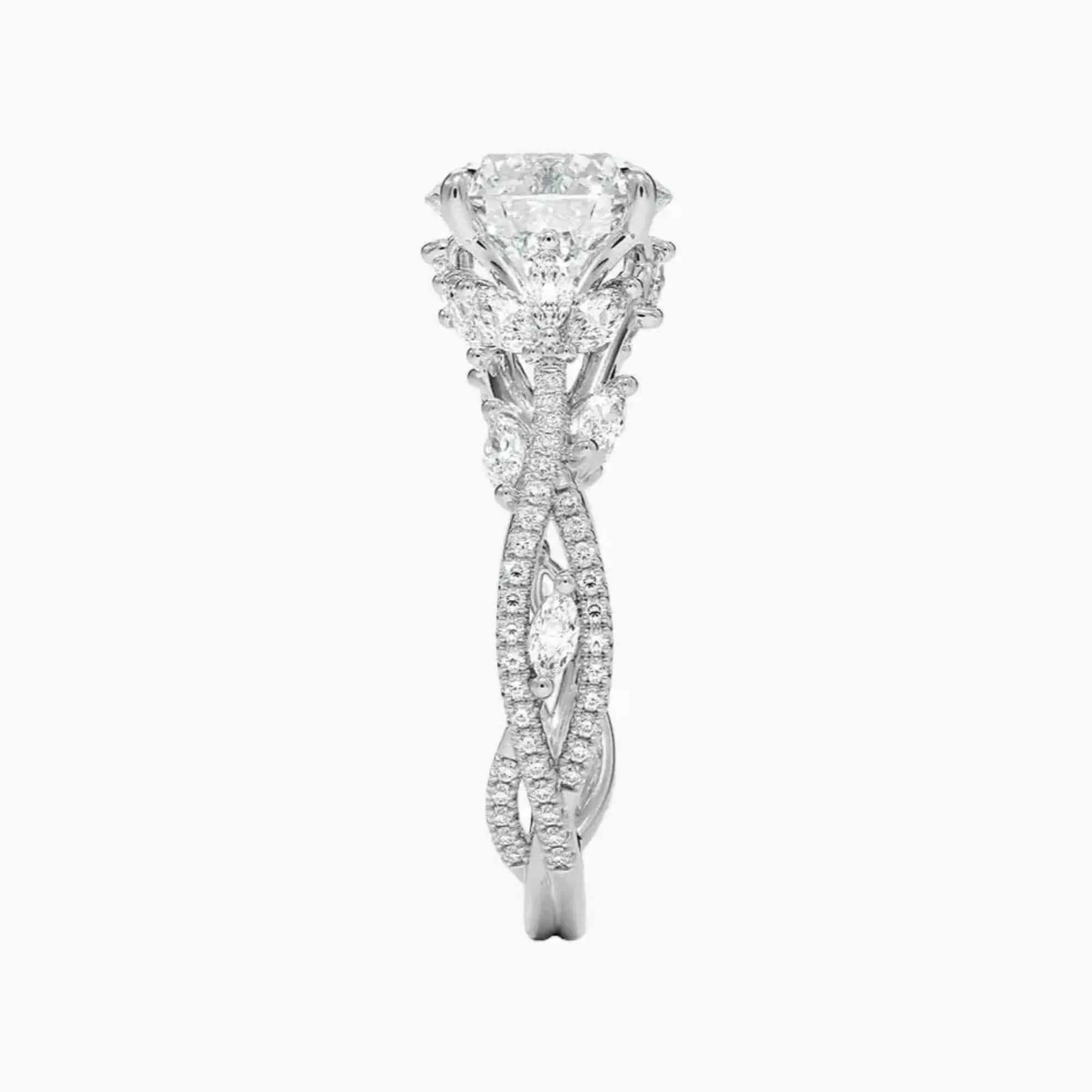 Florence Adorned 2 Carat Round Cut Solitaire Lab Grown Diamond Ring in 14K Yellow Gold - View 6