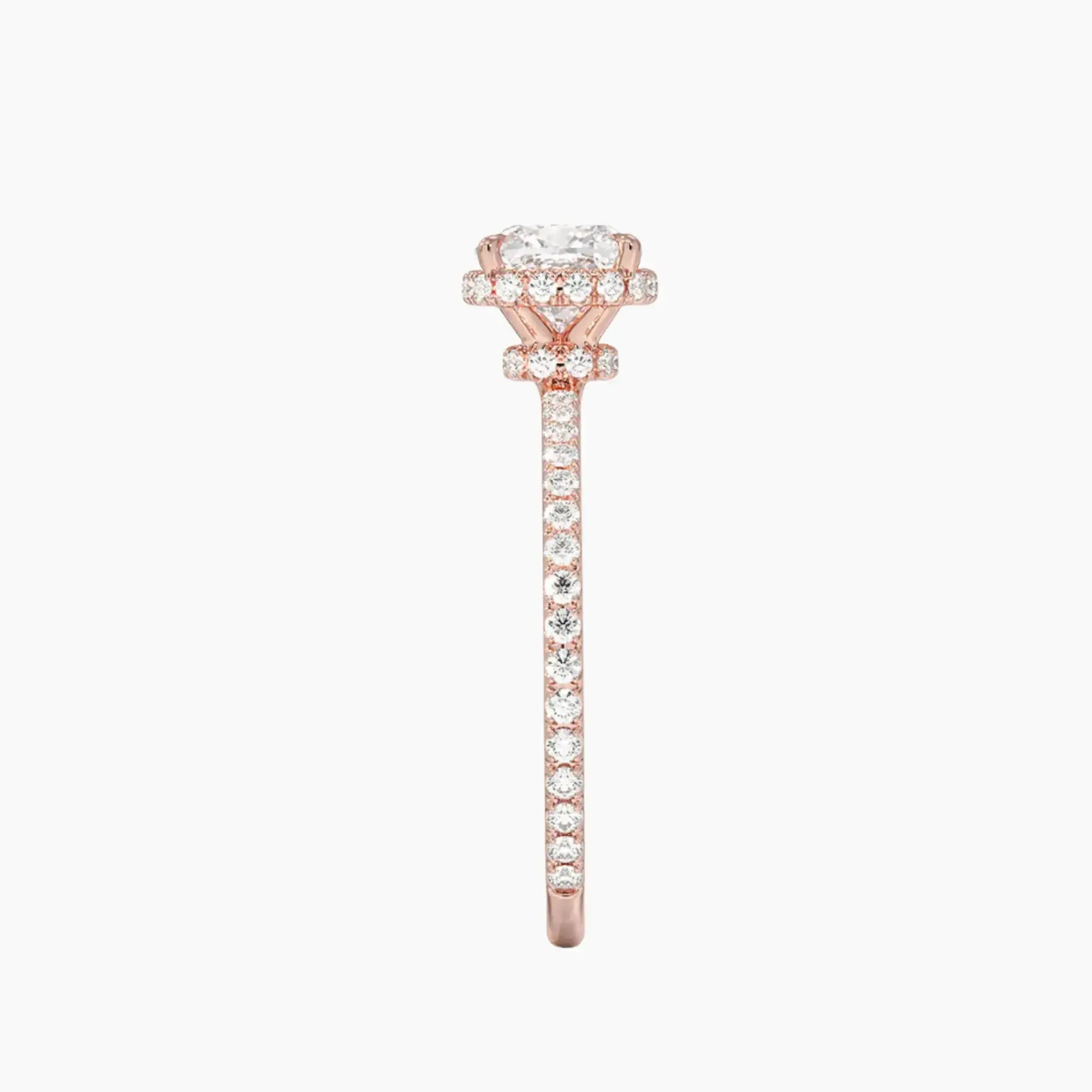Mirabel Pave Cushion Hidden Halo 1.5 Carat Lab Grown Diamond Engagement Ring in 14K Rose Gold