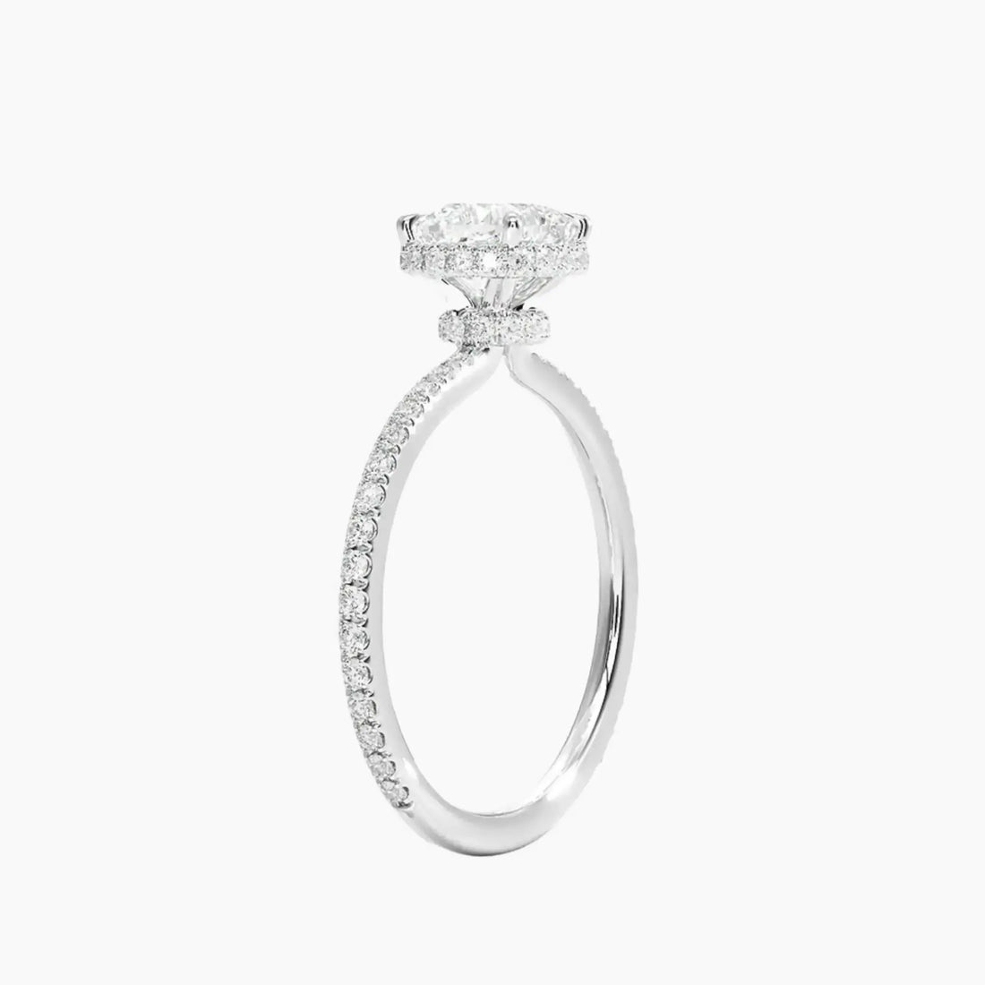 Mirabel Pave Cushion Hidden Halo 1.5 Carat Lab Grown Diamond Engagement Ring in 14K Rose Gold
