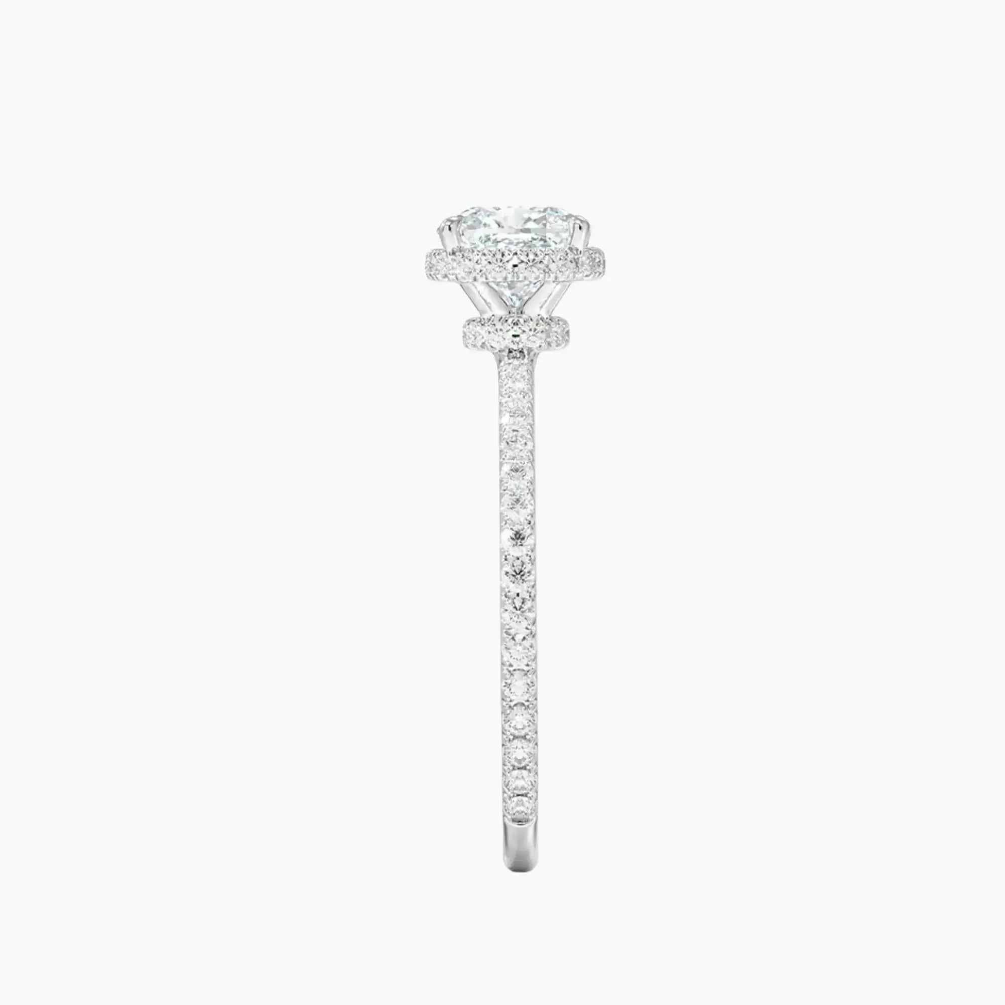 Mirabel Pave Cushion Hidden Halo 1.5 Carat Lab Grown Diamond Engagement Ring in 14K Rose Gold