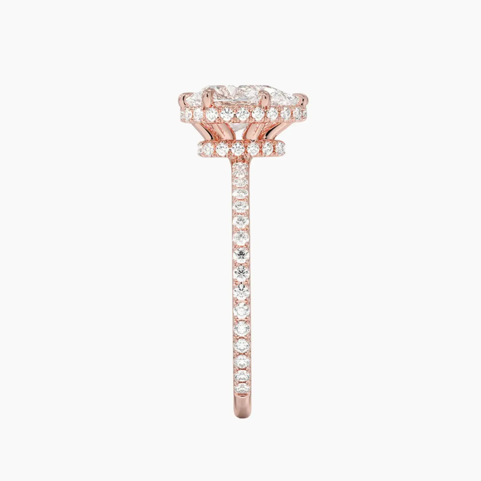 Mirabel Pave Pear Hidden Halo 1.5 Carat Lab Grown Diamond Engagement Ring in 14K Rose Gold