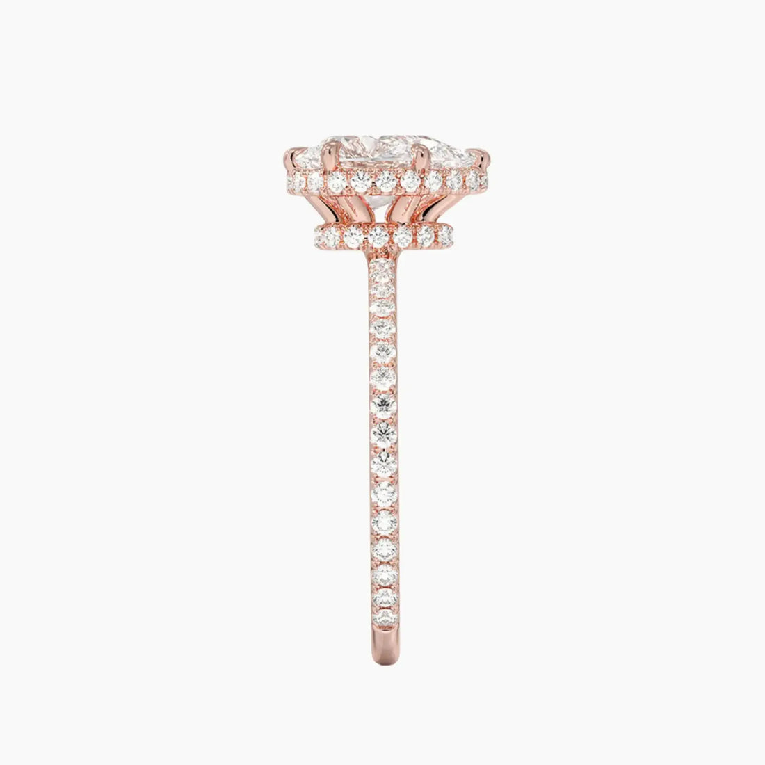 Mirabel Pave Pear Hidden Halo 1.5 Carat Lab Grown Diamond Engagement Ring in 14K Rose Gold