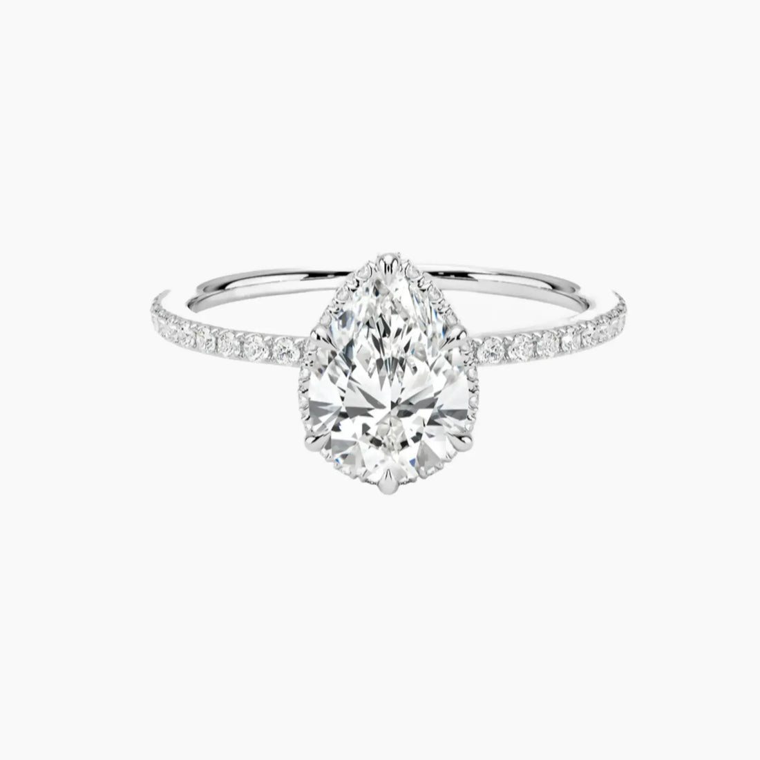 Mirabel Pave Pear Hidden Halo 1.5 Carat Lab Grown Diamond Engagement Ring in 14K Rose Gold