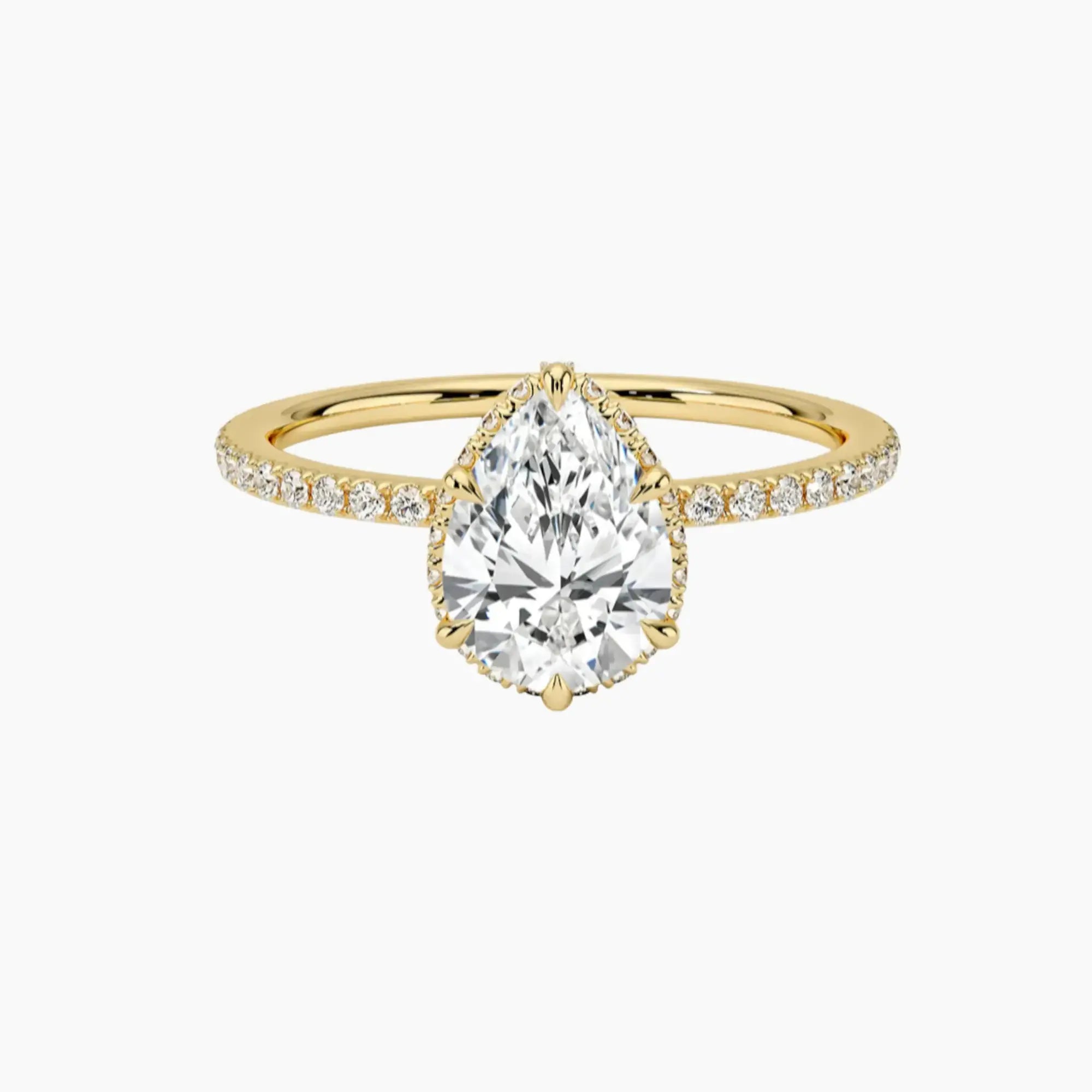Mirabel Pave Pear Hidden Halo 1.5 Carat Lab Grown Diamond Engagement Ring in 14K Rose Gold
