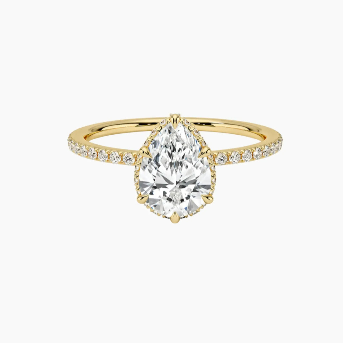 Mirabel Pave Pear Hidden Halo 1.5 Carat Lab Grown Diamond Engagement Ring in 14K Rose Gold