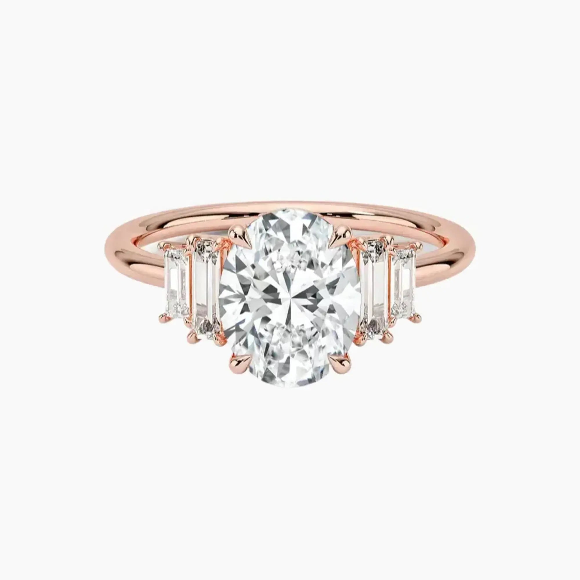 Nerine Five Stone Oval Designer 1.5 Carat Lab Grown Diamond Engagement Ring in 18K Rose Gold