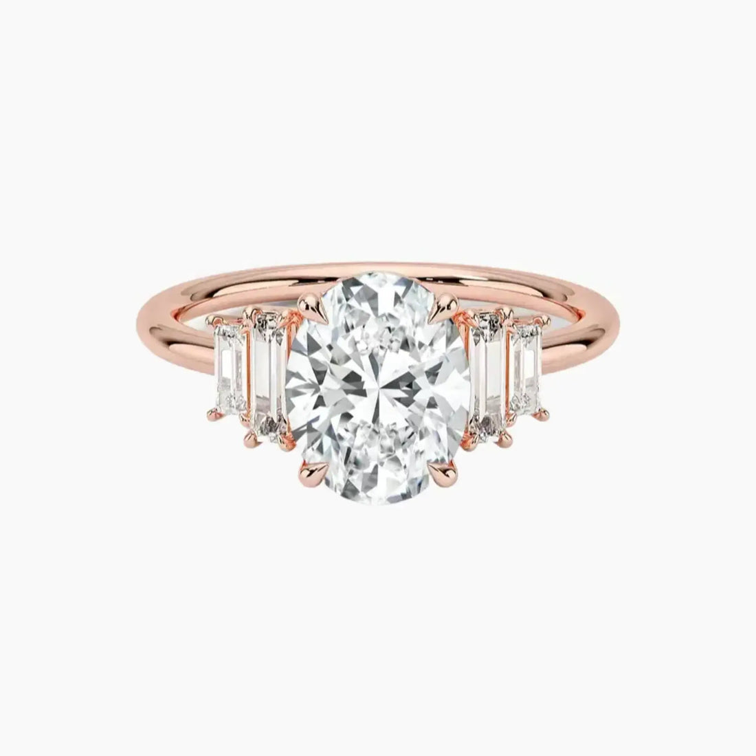 Nerine Five Stone Oval Designer 1.5 Carat Lab Grown Diamond Engagement Ring in 18K Rose Gold