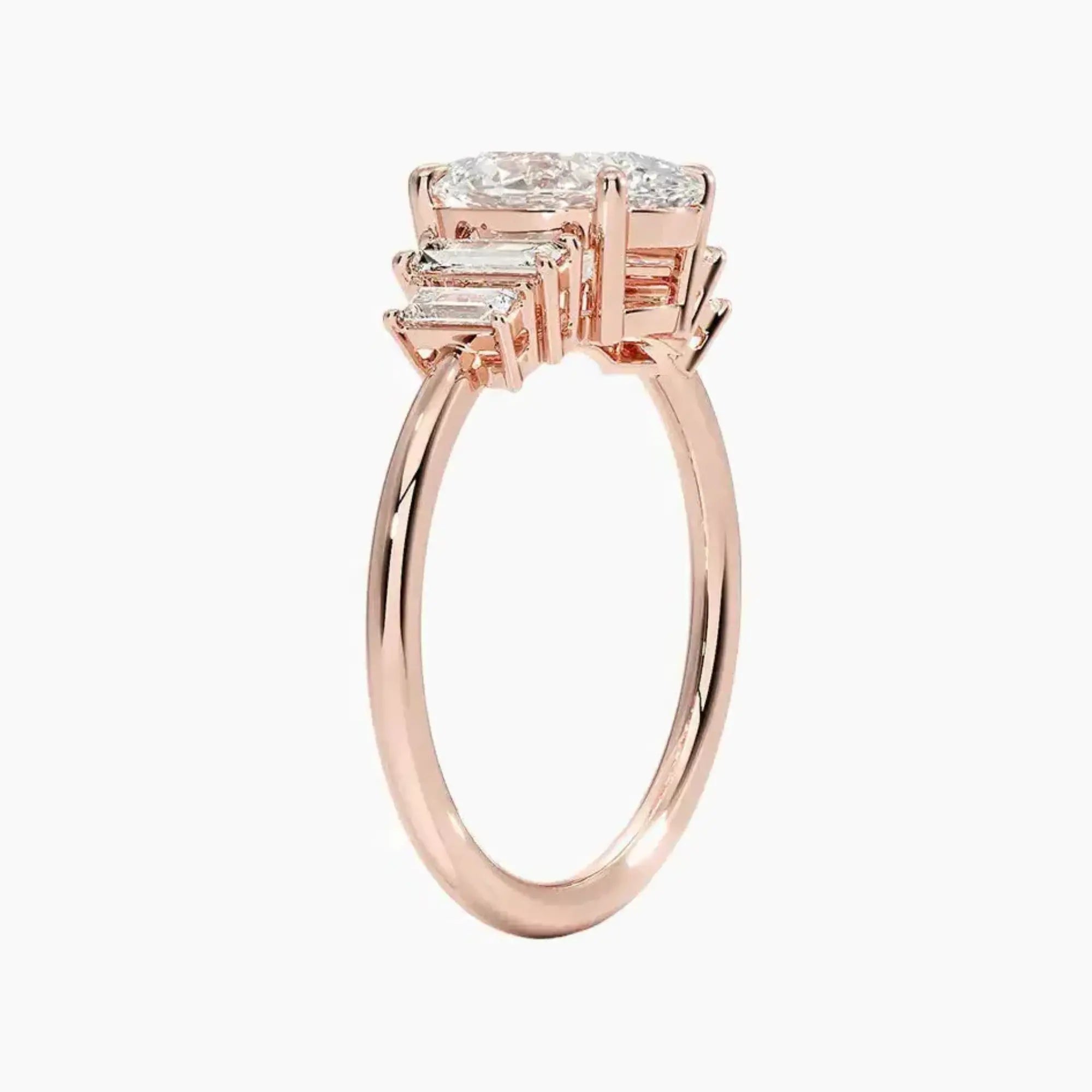 Nerine Five Stone Oval Designer 1.5 Carat Lab Grown Diamond Engagement Ring in 18K Rose Gold