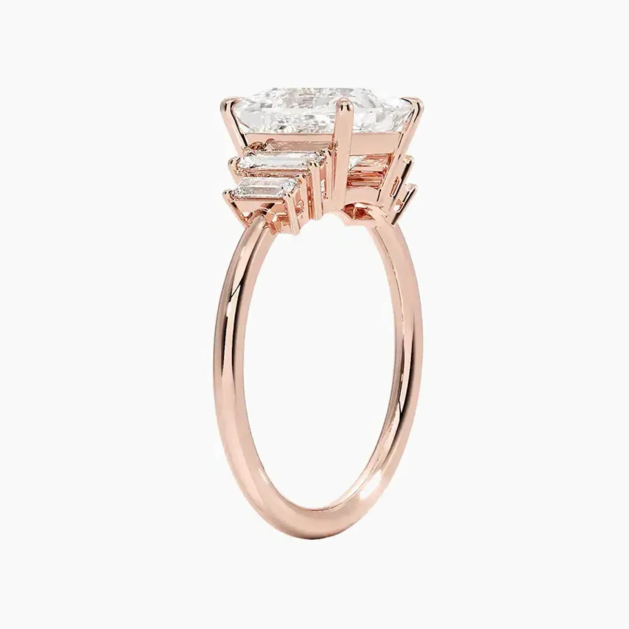 Nerine Five Stone Princess Designer 1.5 Carat Lab Grown Diamond Engagement Ring in 14K Rose Gold