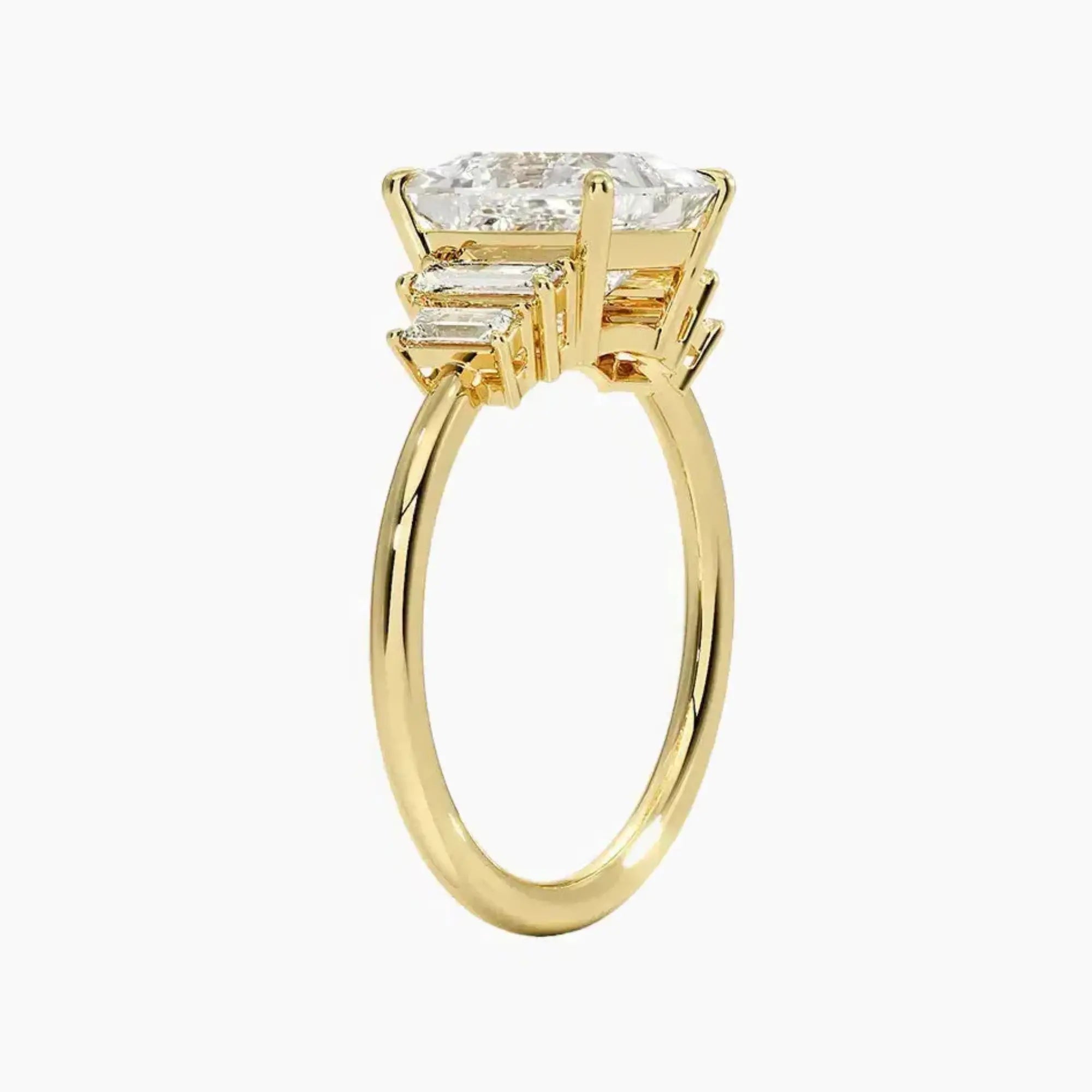 Nerine Five Stone Princess Designer 1.5 Carat Lab Grown Diamond Engagement Ring in 14K Rose Gold