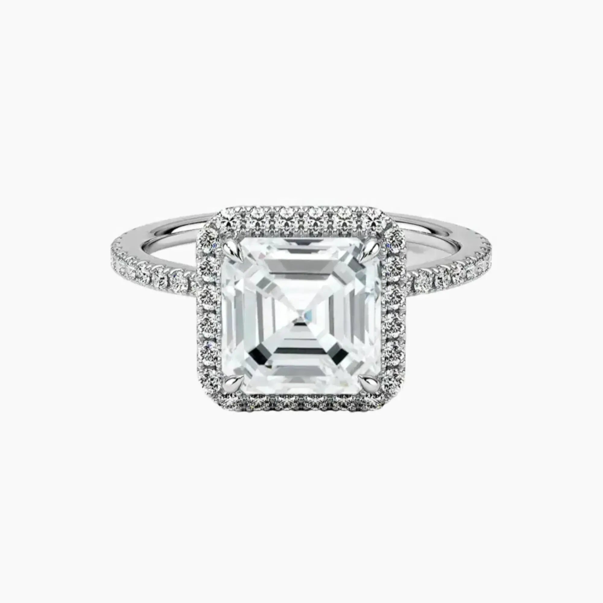 Cassiopeia Pave Asscher Hidden Halo 1.5 Carat Lab Grown Diamond Engagement Ring in 18K Rose Gold