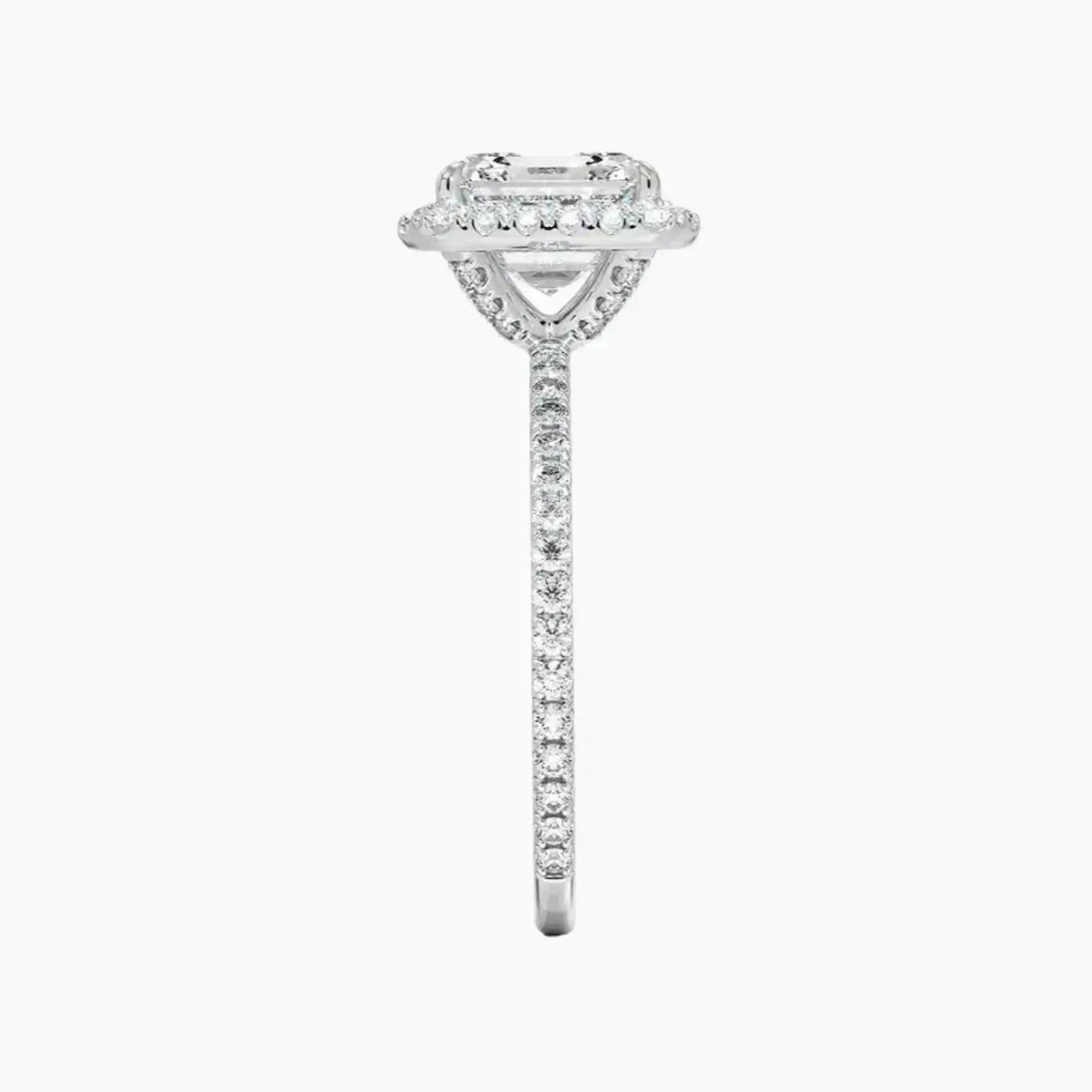 Cassiopeia Pave Asscher Hidden Halo 1.5 Carat Lab Grown Diamond Engagement Ring in 18K Rose Gold