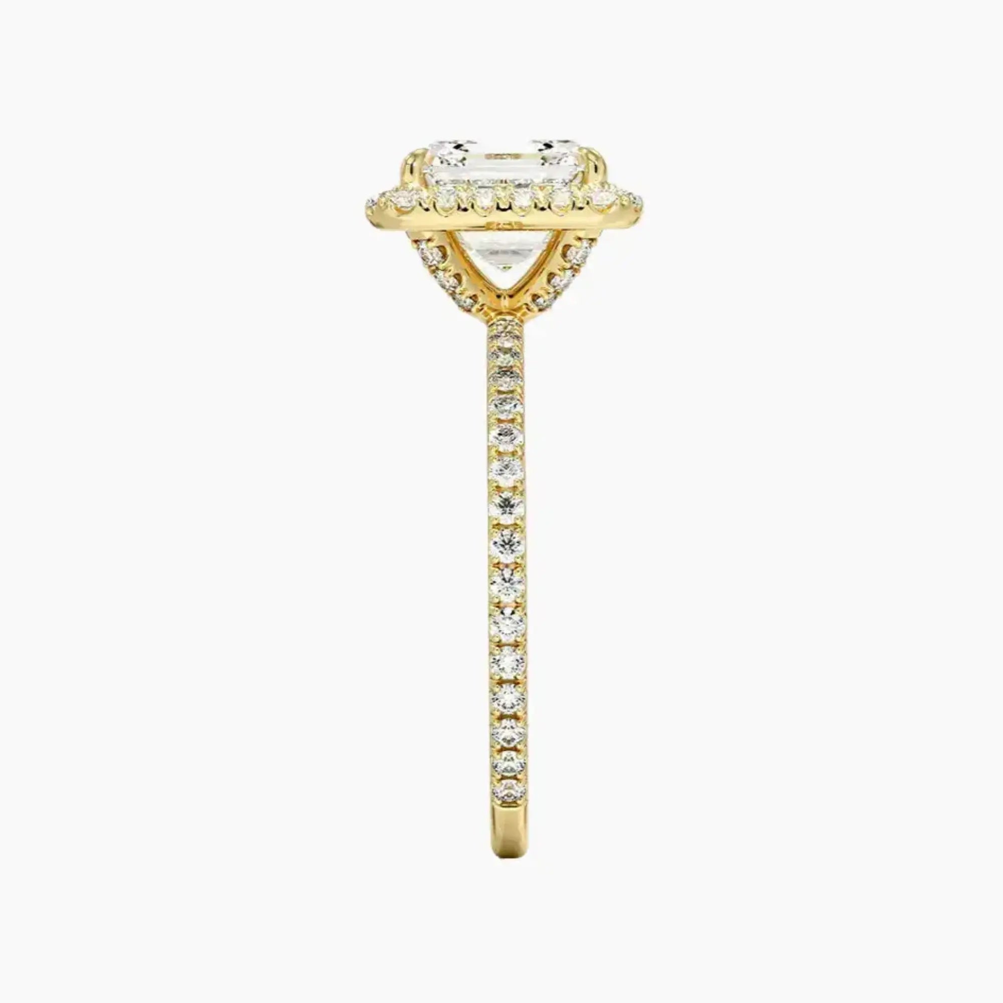 Cassiopeia Pave Asscher Hidden Halo 1.5 Carat Lab Grown Diamond Engagement Ring in 18K Rose Gold