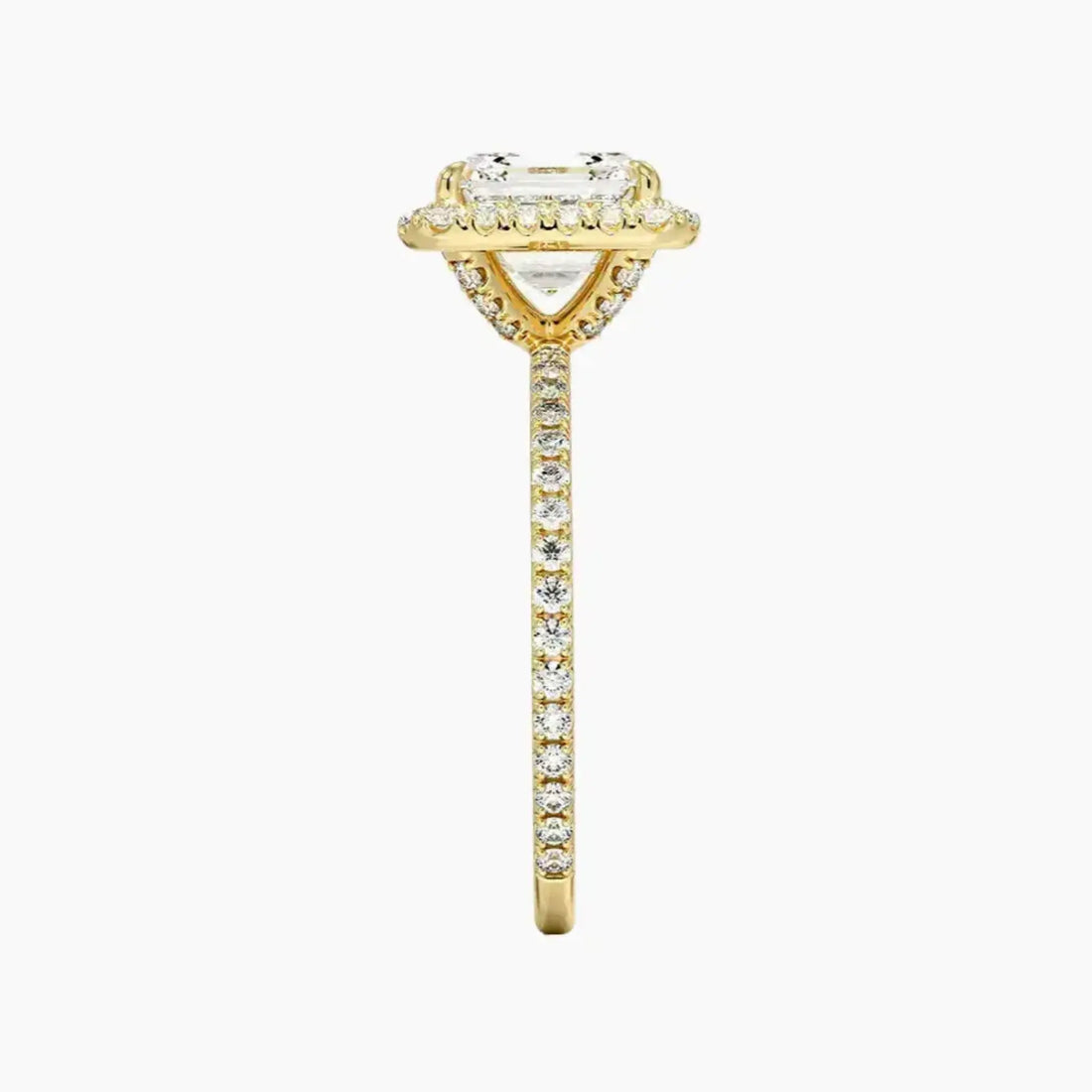 Cassiopeia Pave Asscher Hidden Halo 1.5 Carat Lab Grown Diamond Engagement Ring in 18K Rose Gold
