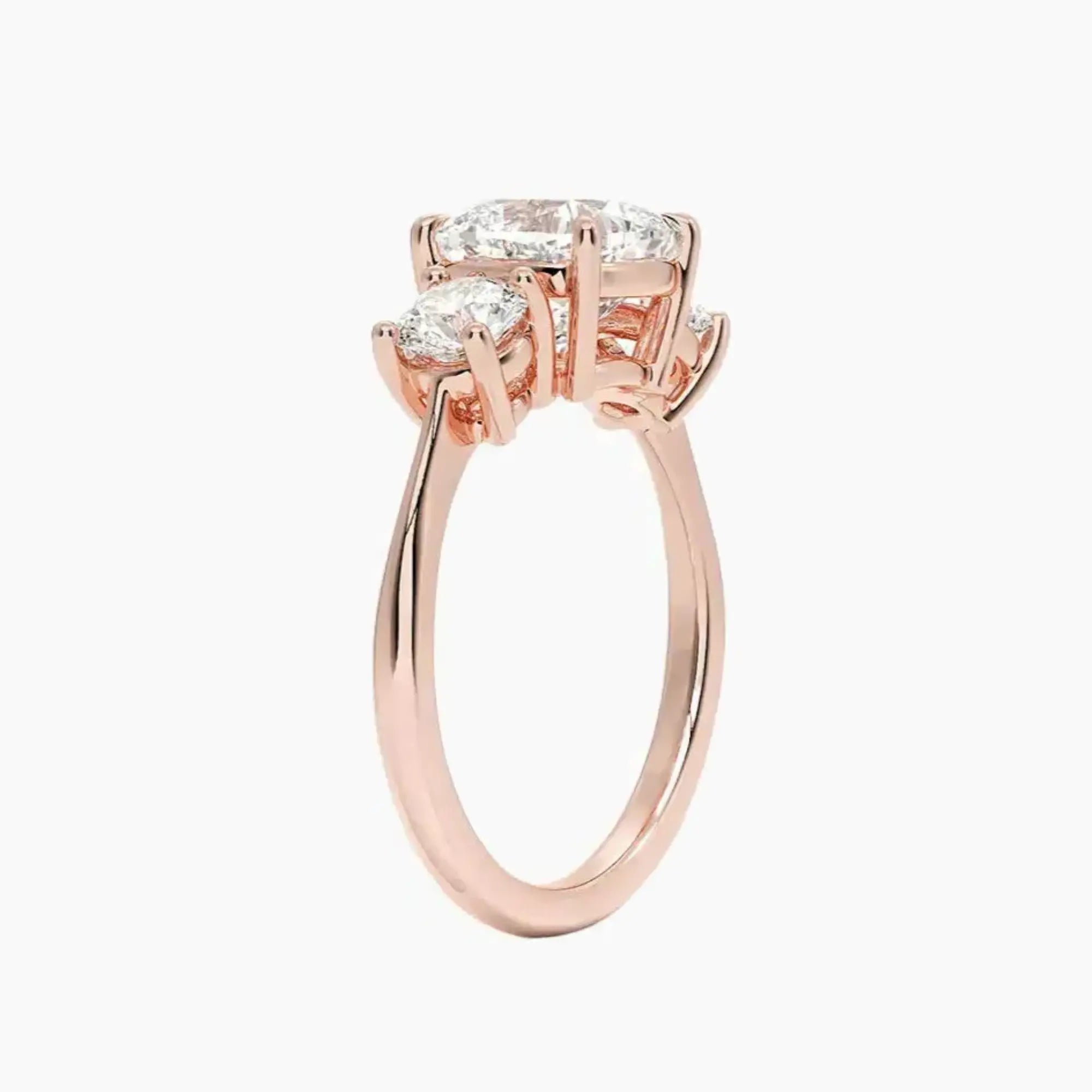 Seraphina Cushion Three Stone 1.5 Carat Lab Grown Diamond Engagement Ring in 18K Rose Gold