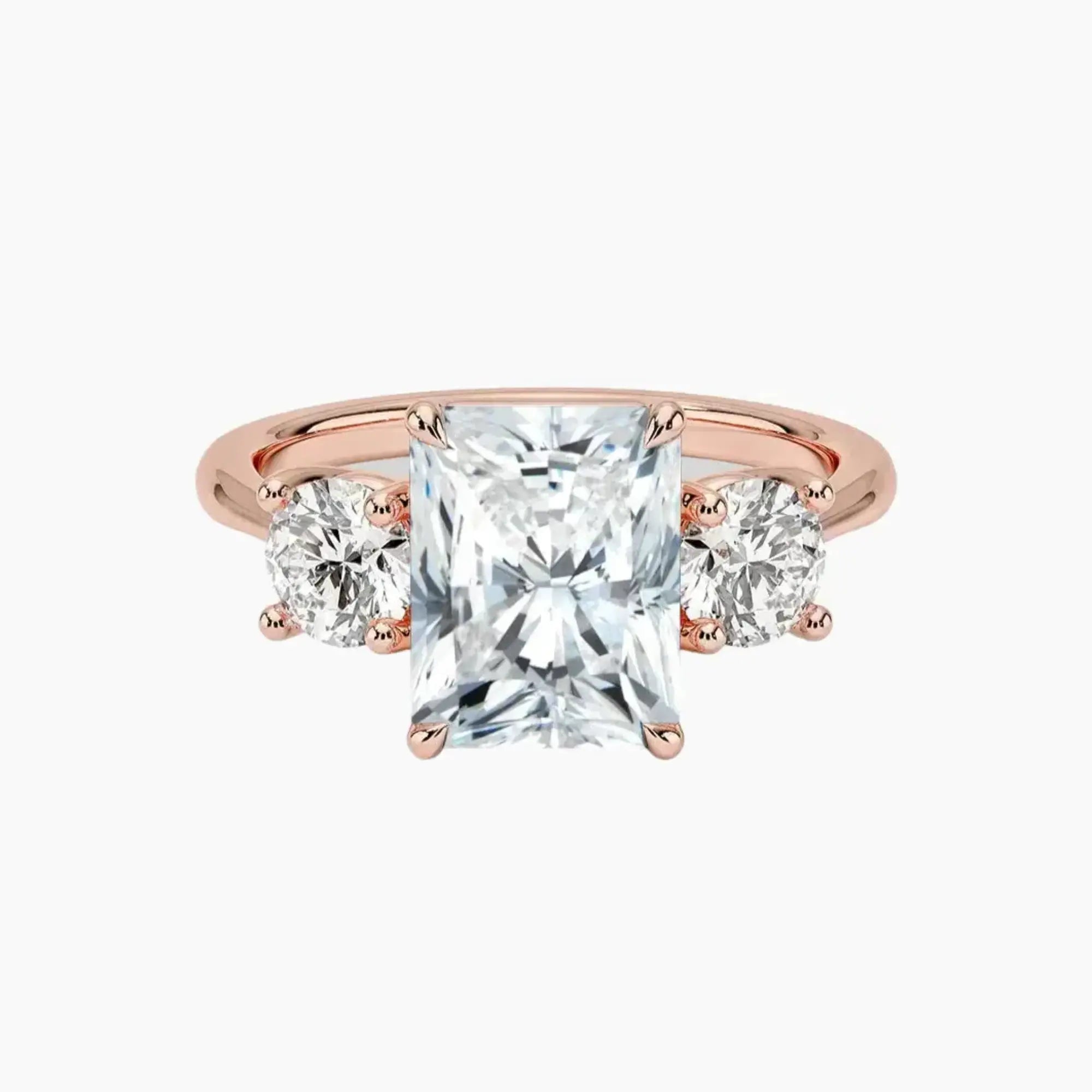 Seraphina Radiant Three Stone 1.5 Carat Lab Grown Diamond Engagement Ring in 14K Rose Gold