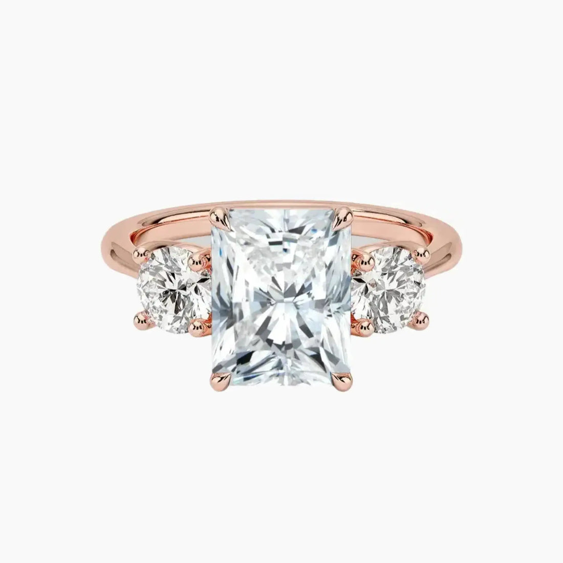 Seraphina Radiant Three Stone 1.5 Carat Lab Grown Diamond Engagement Ring in 14K Rose Gold
