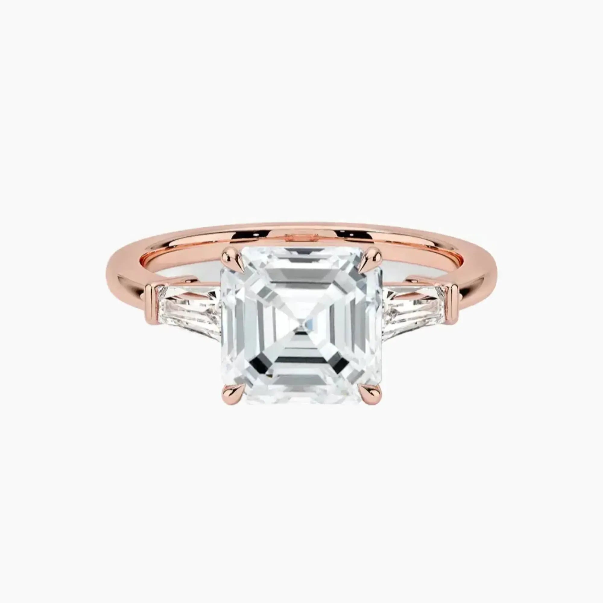 Nyx Asscher Three Stone 1.5 Carat Lab Grown Diamond Engagement Ring in 18K Rose Gold