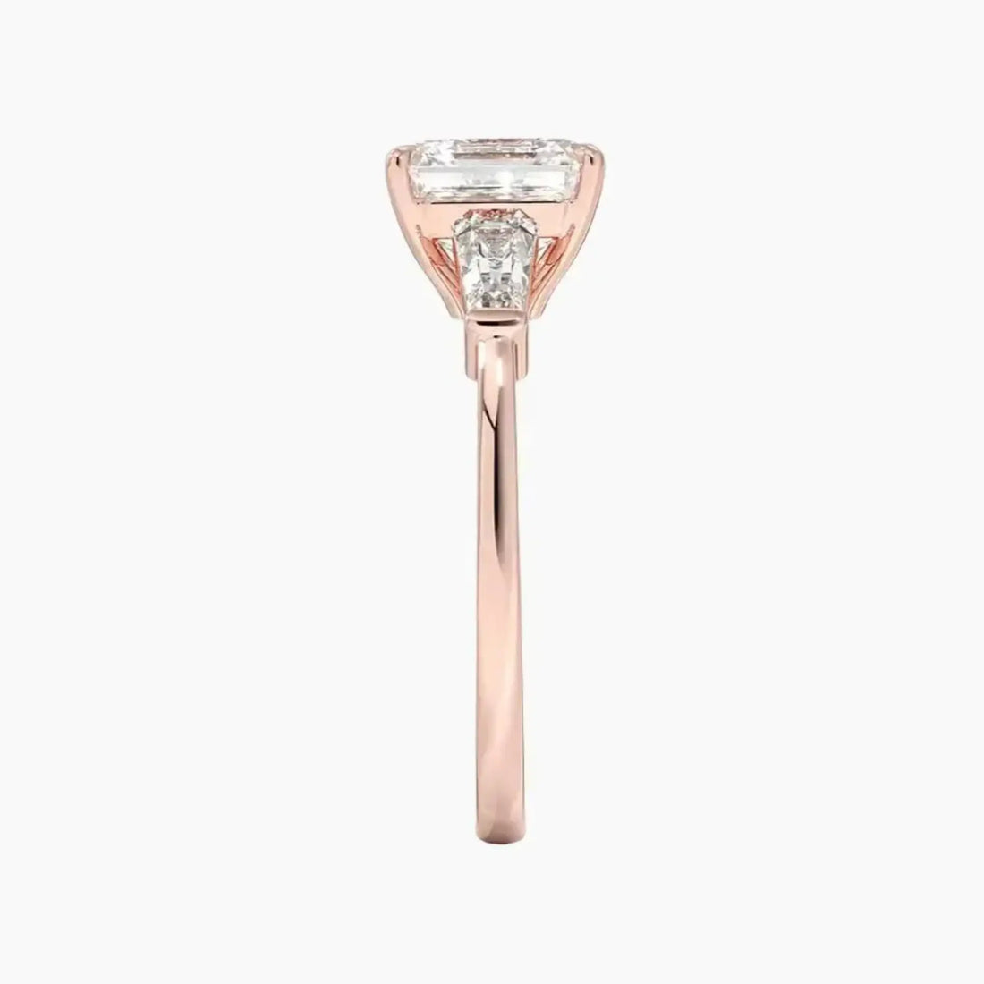 Nyx Asscher Three Stone 1.5 Carat Lab Grown Diamond Engagement Ring in 18K Rose Gold