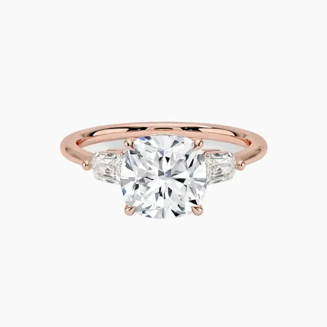 Thalassa Cushion Three Stone 1.5 Carat Lab Grown Diamond Engagement Ring in 14K Rose Gold