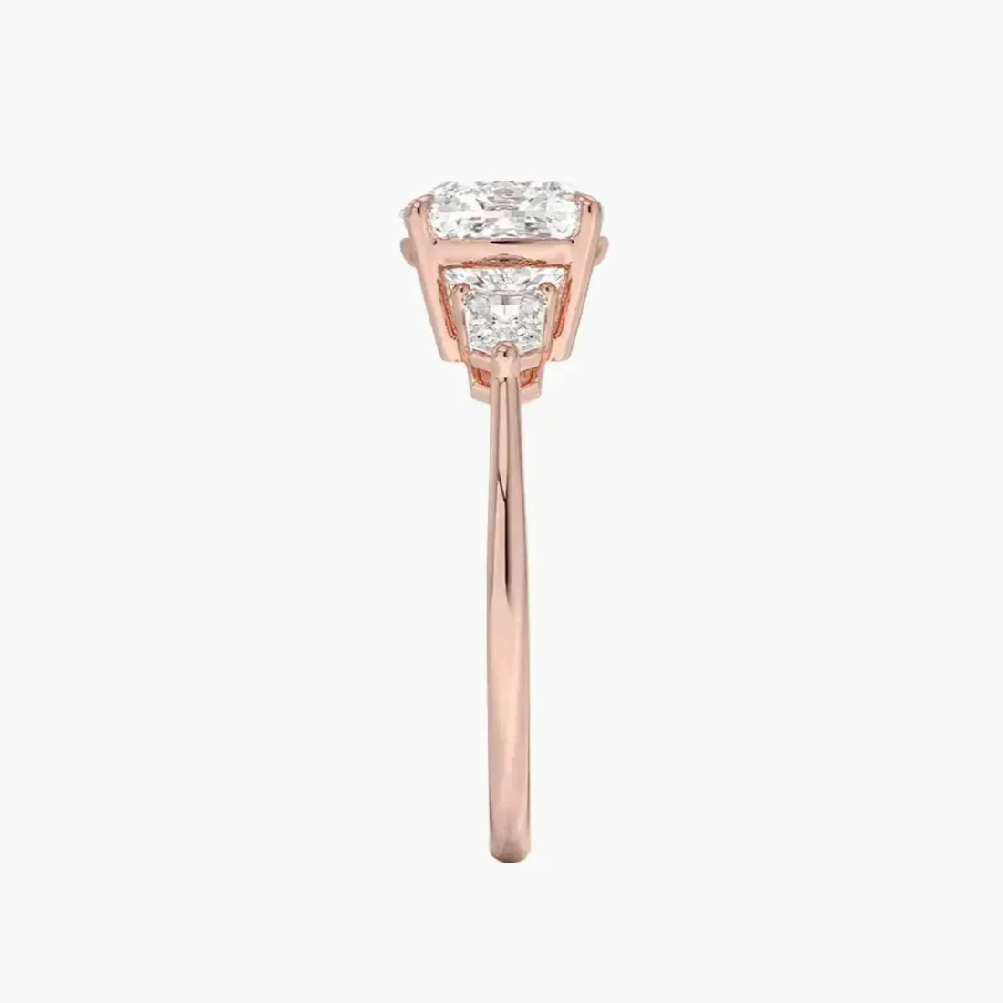 Thalassa Cushion Three Stone 1.5 Carat Lab Grown Diamond Engagement Ring in 14K Rose Gold