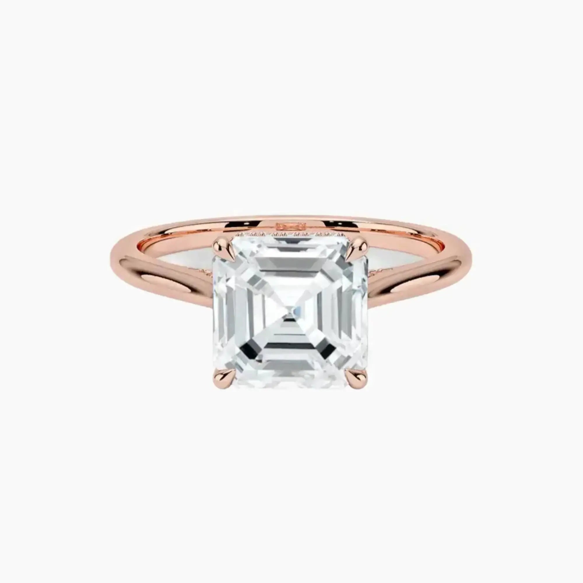 Genevieve Solitaire 1.5 Carat Asscher Cut Hidden Halo Lab Grown Diamond Ring in 10K White Gold - View 4