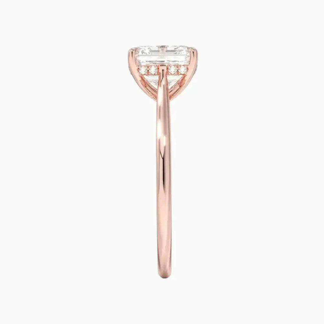 Genevieve Solitaire 5 Carat Asscher Cut Hidden Halo Lab Grown Diamond Ring in 10K Rose Gold - View 3