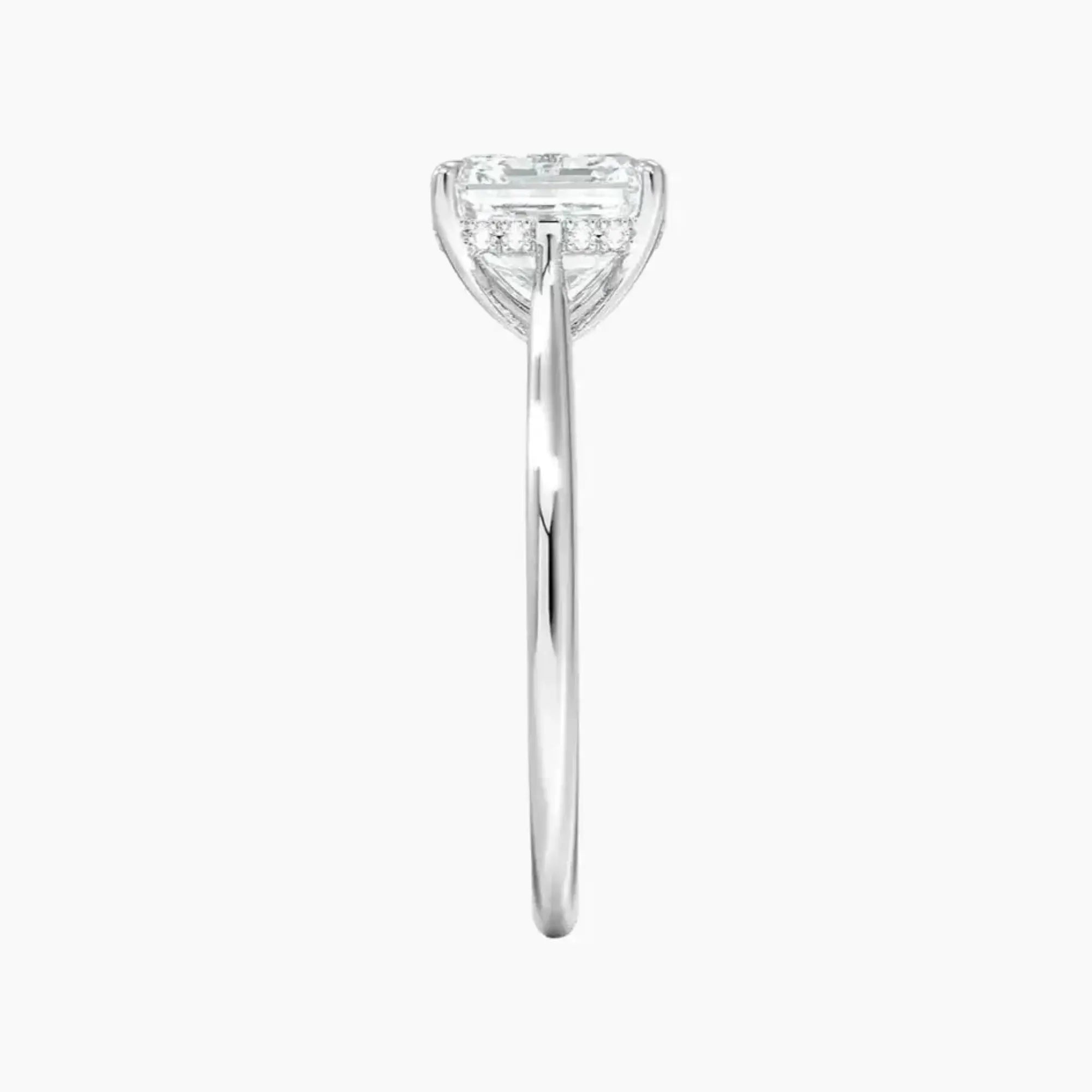 Genevieve Solitaire 3 Carat Asscher Cut Hidden Halo Lab Grown Diamond Ring in 18K White Gold - View 3